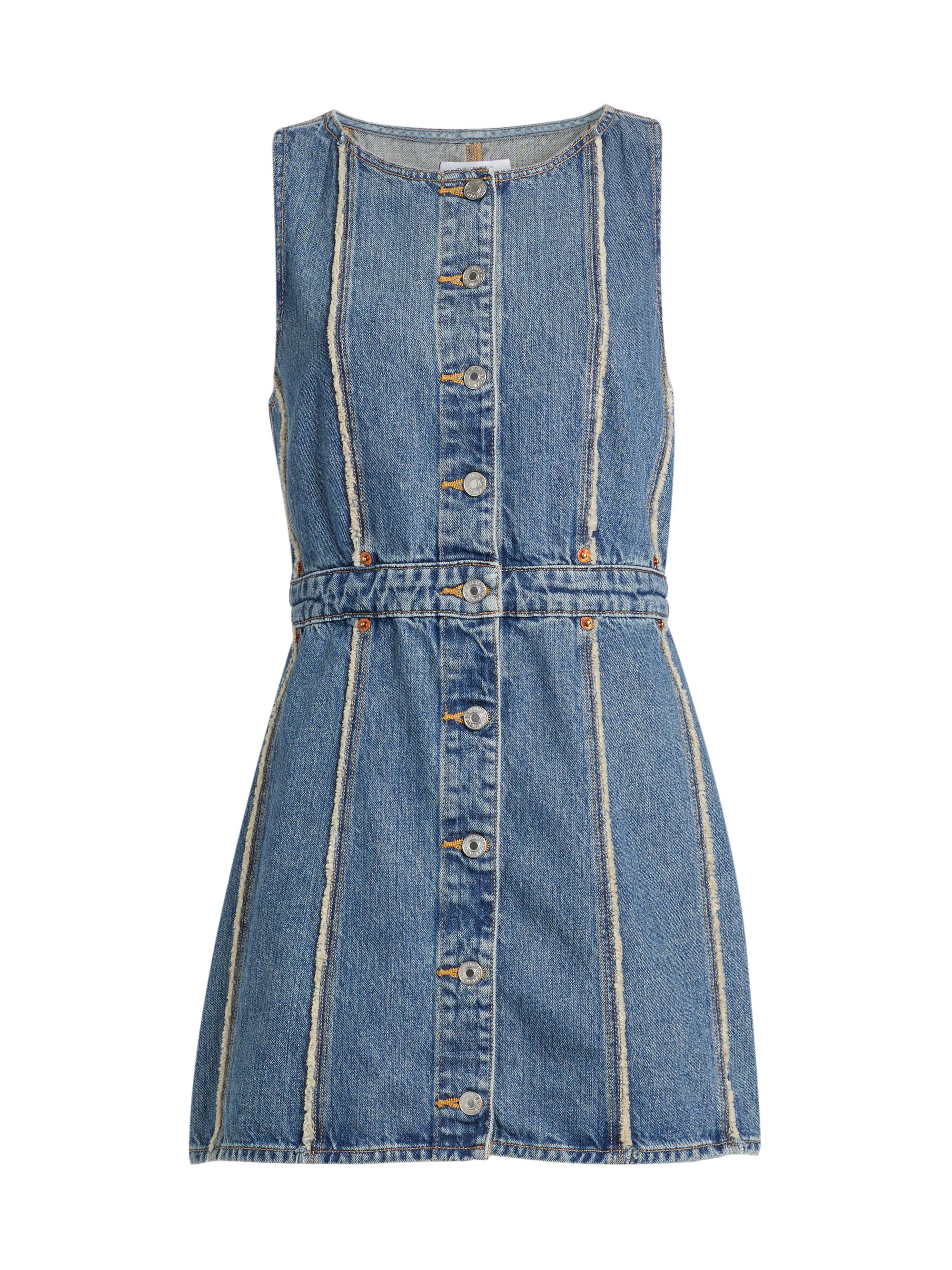 Re/done Women's Fray Denim Minidress - Bruna