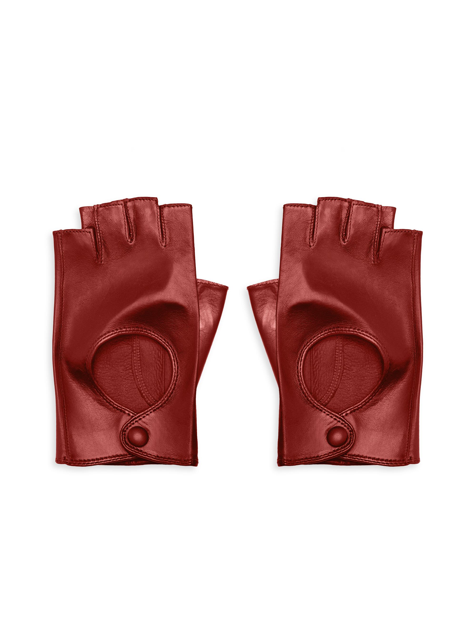 Seymoure Women's Fingerless Leather Driver Gloves - Wine