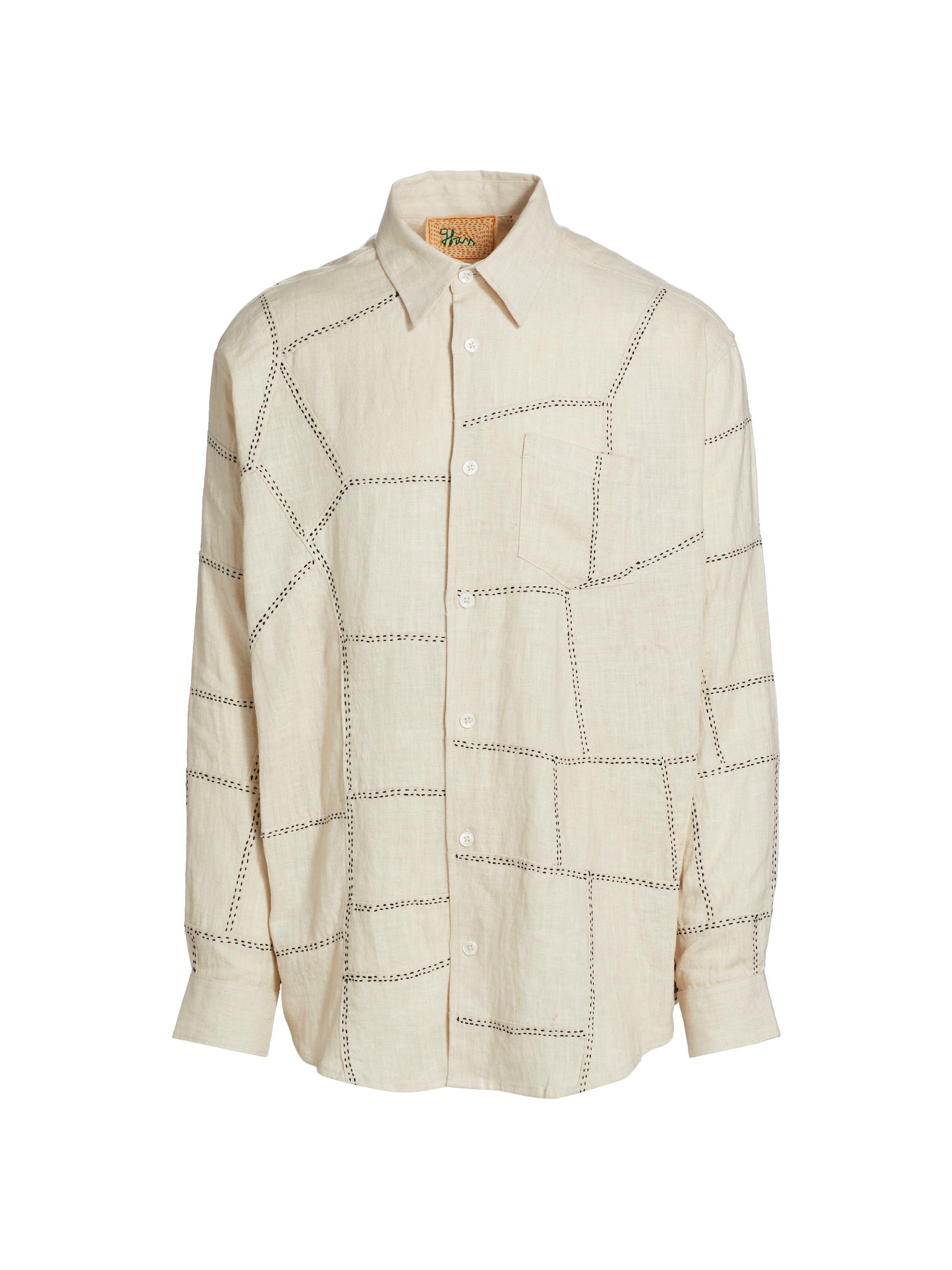 Glass Cypress Men's Abstract Linen Shirt -