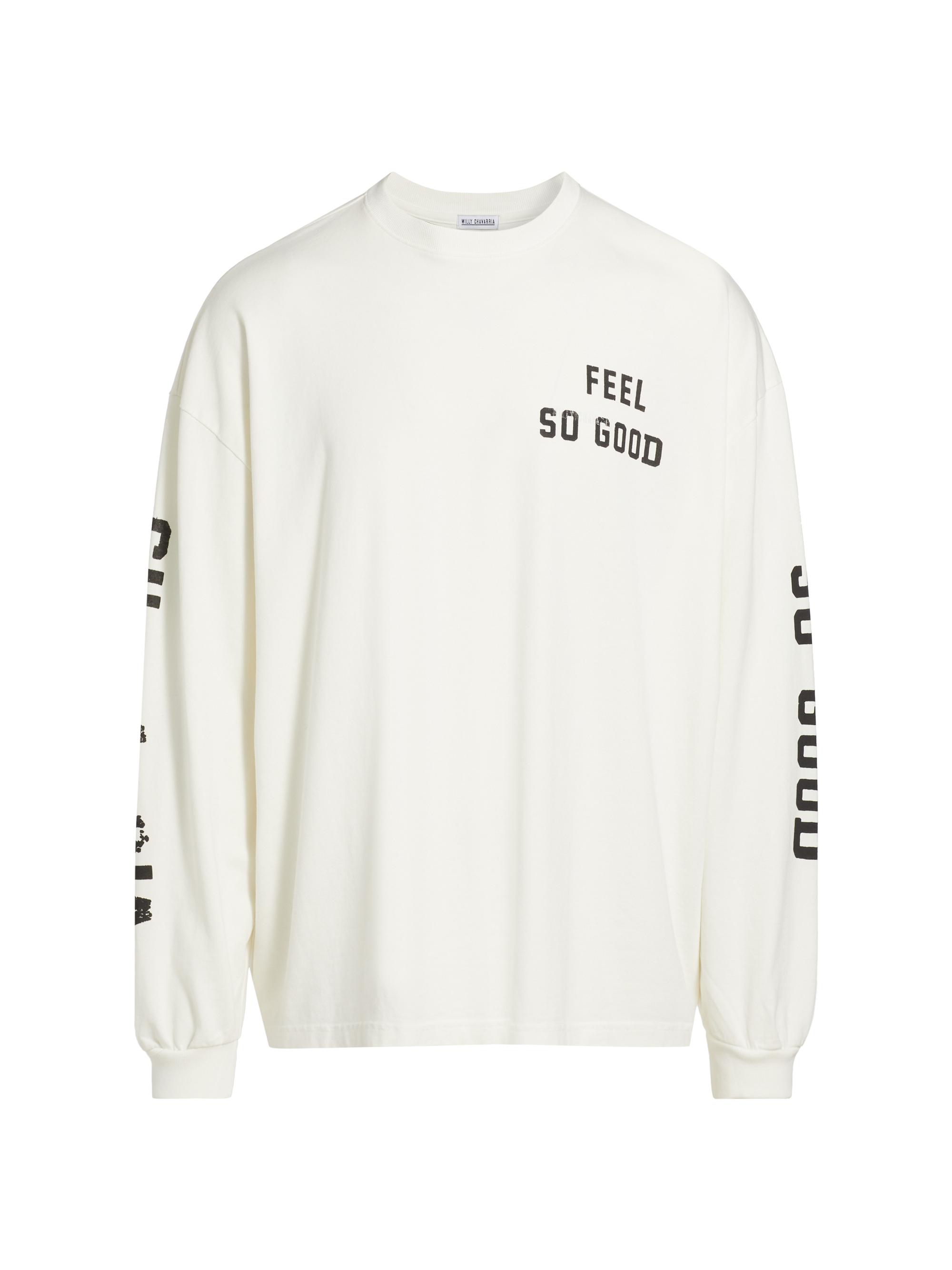 Willy Chavarria Men's Broken Cotton Long-Sleeve T-Shirt - White