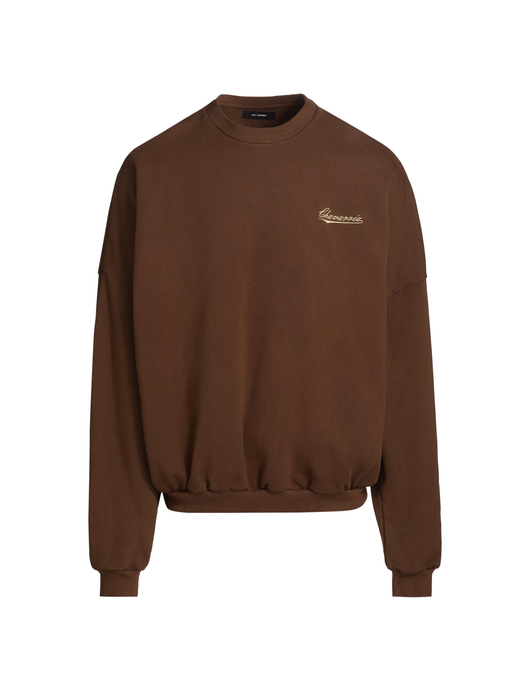 Willy Chavarria Men's Hooligan Embroidered Sweatshirt - Coffee