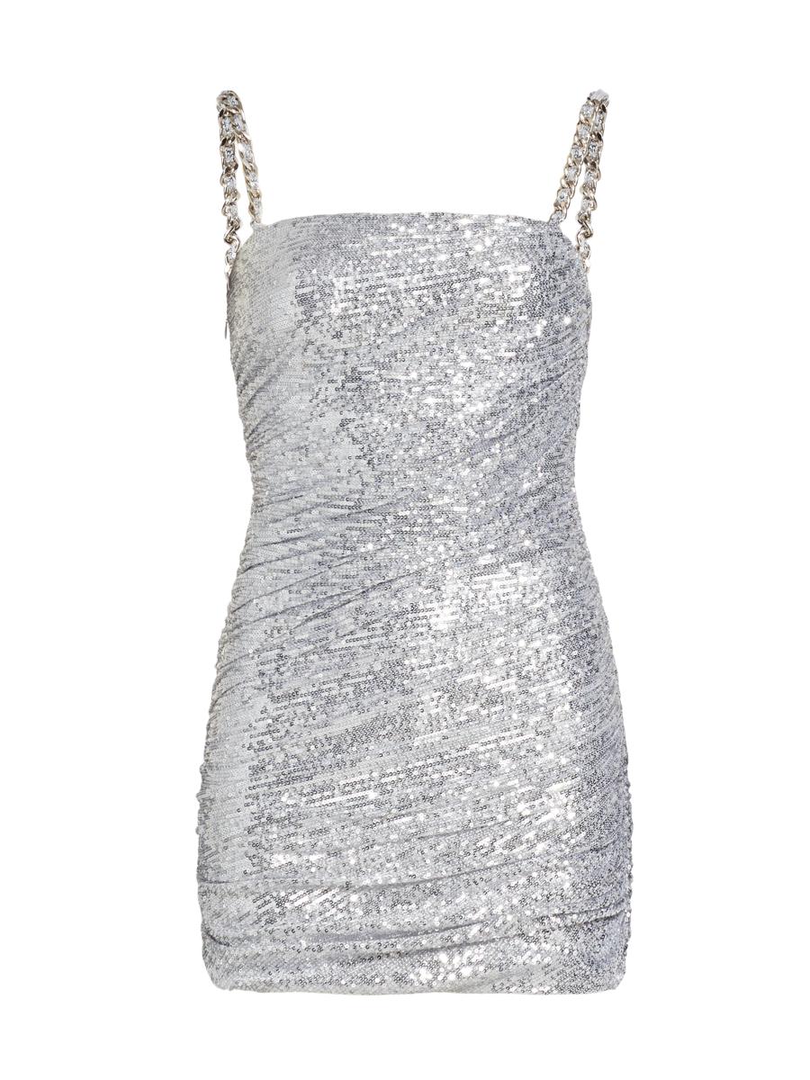 BALMAIN フリンシテニムツイトトレス CF1R3131KF88 SLJ Jacquard halterneck dress with Balmain ribbon motif - Women
