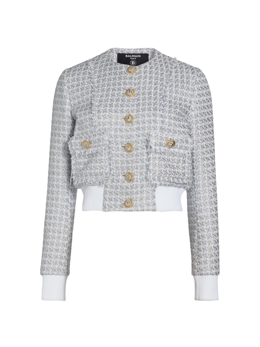 ジャケット BALMAIN SS25 CROPPED JACKET ROUND COLLAR (EF1SK248KB19 GAD) Cropped tweed jacket red red - Women | BALMAIN