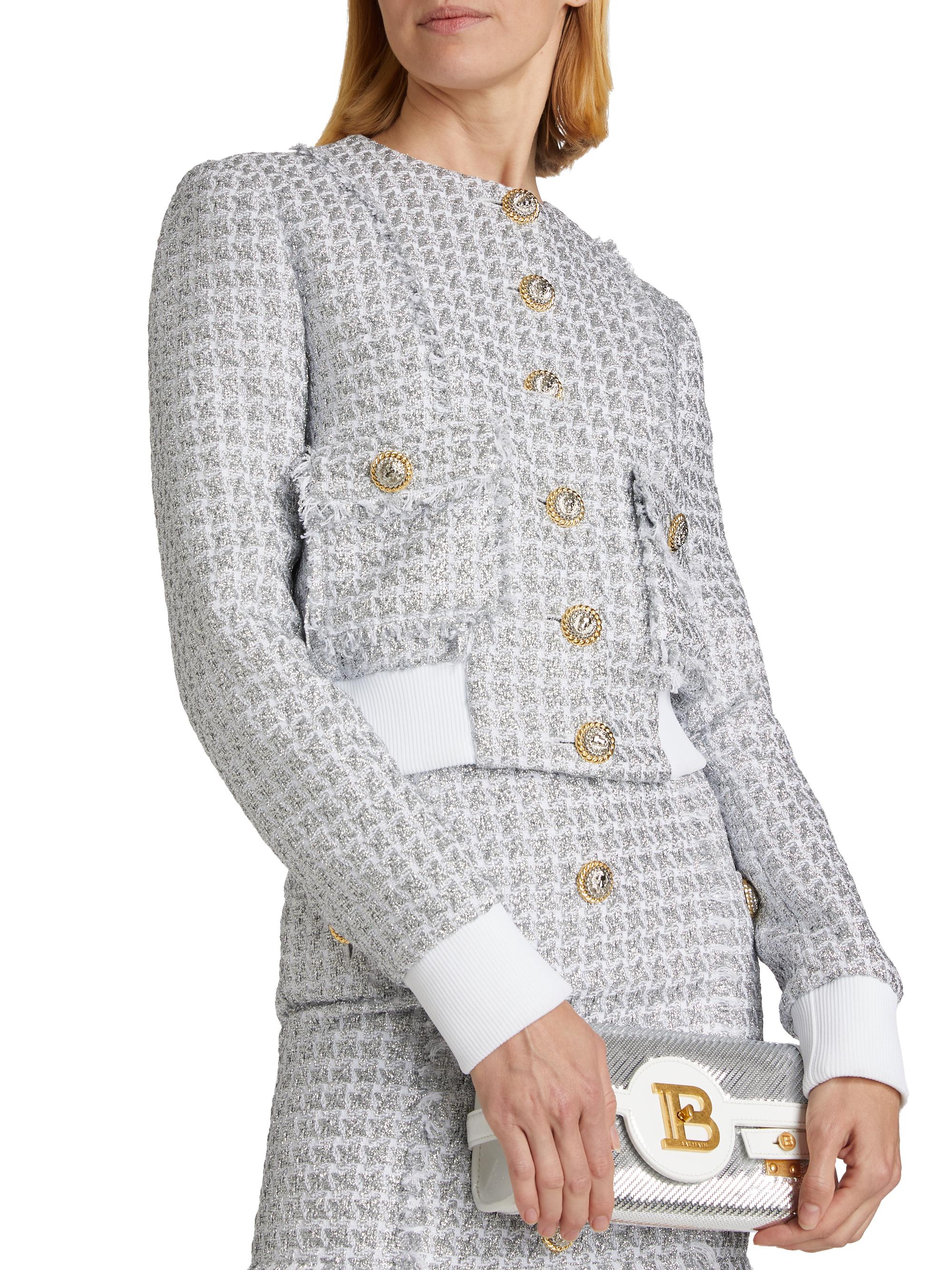 Balmain Buttoned Tweed Blouson Jacket | Saks Fifth Avenue