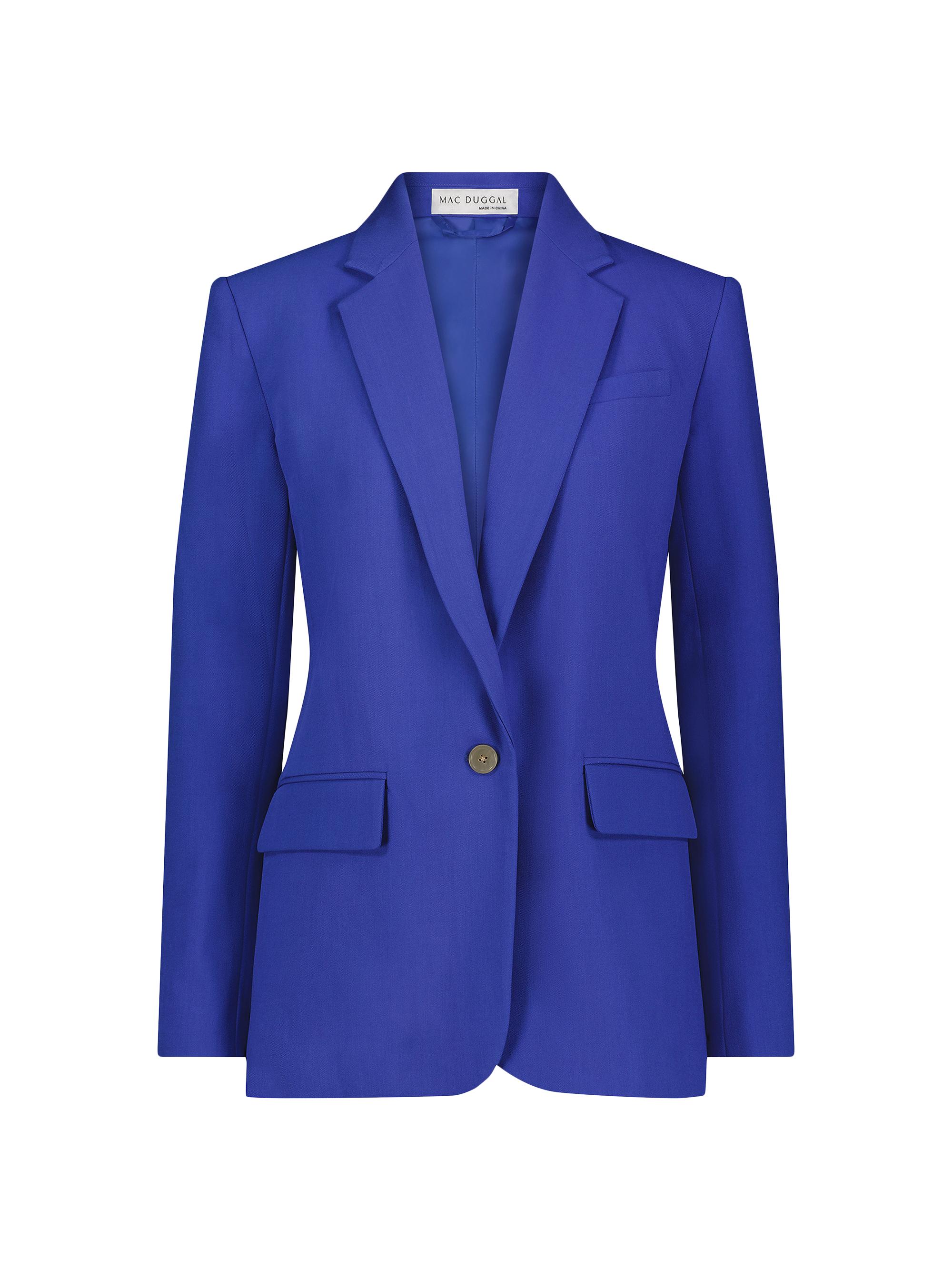 Mac Duggal Women's Crepe Single-Breasted Blazer - Azure Blue