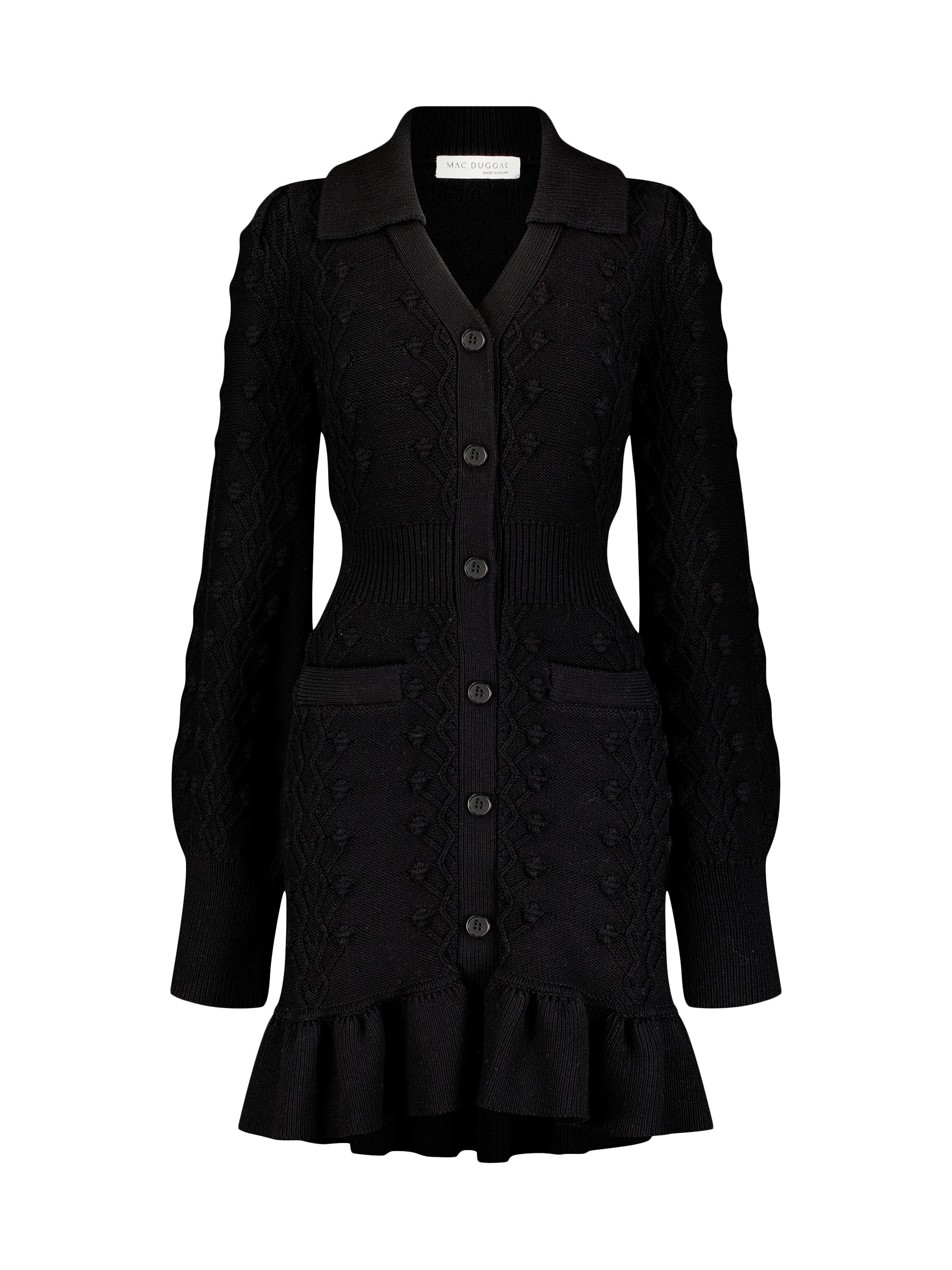 Mac Duggal Women's Cotton Bobble-Knit Minidress - Black