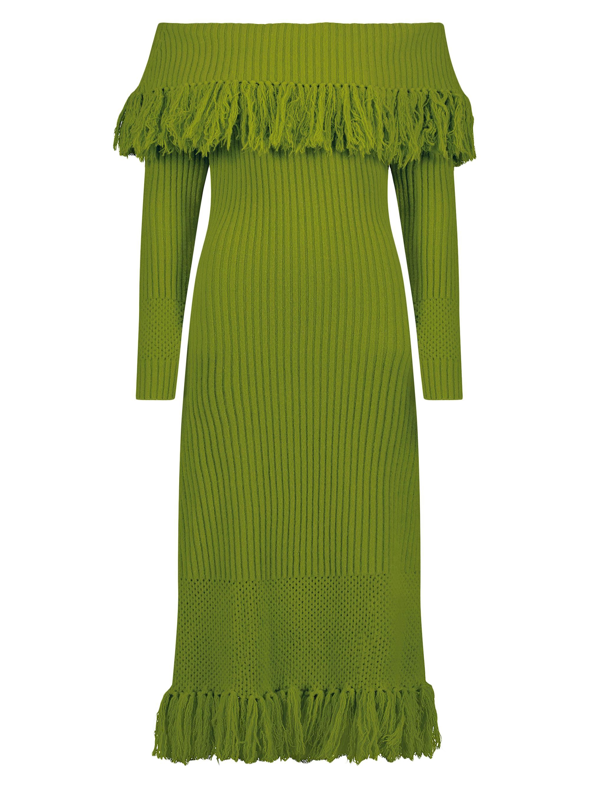 Mac Duggal Women's Fringed Off-The-Shoulder Dress - Pear