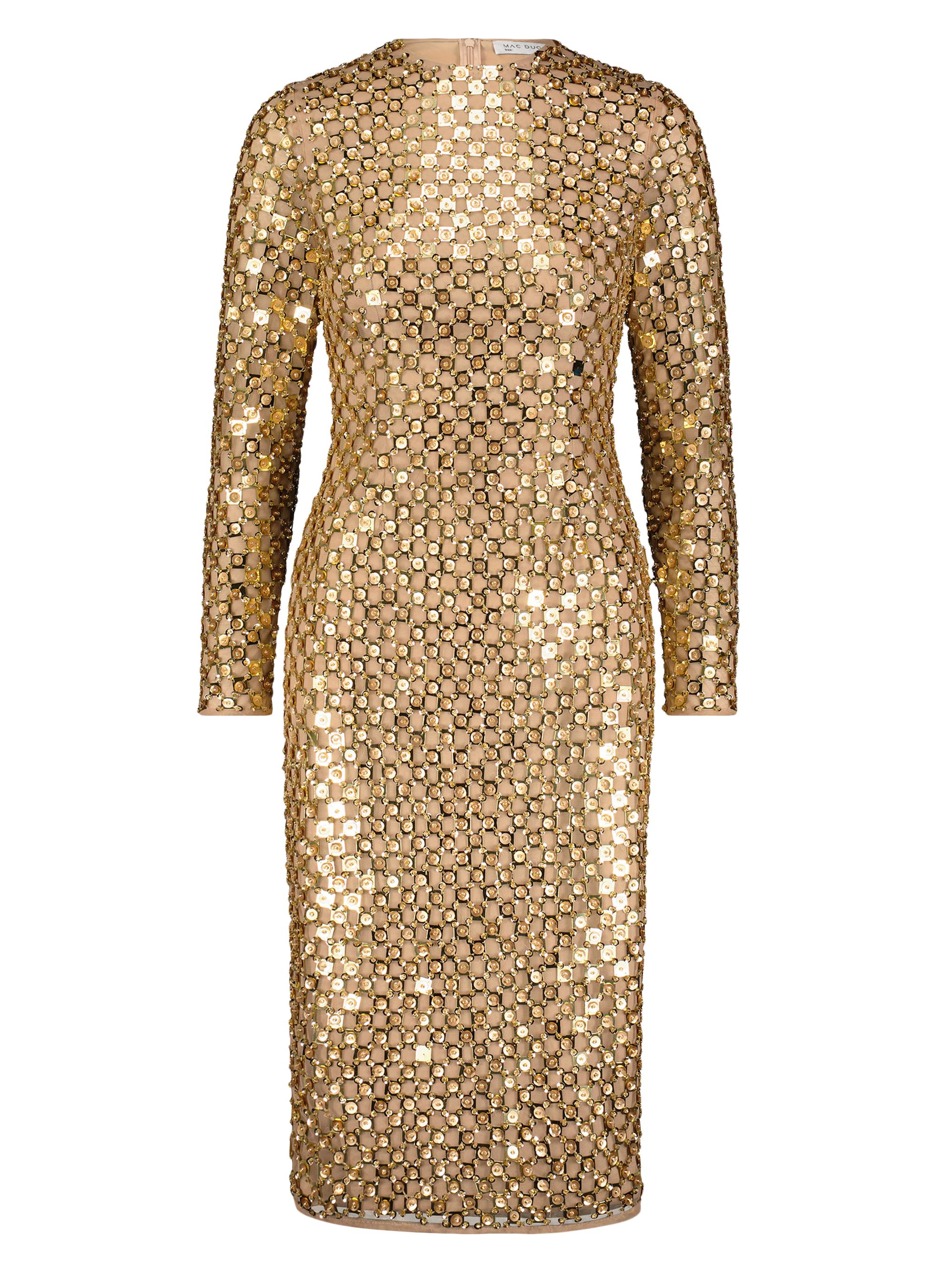 Mac Duggal Women's Embellished Mesh Sheath Midi-Dress - Antique Gold