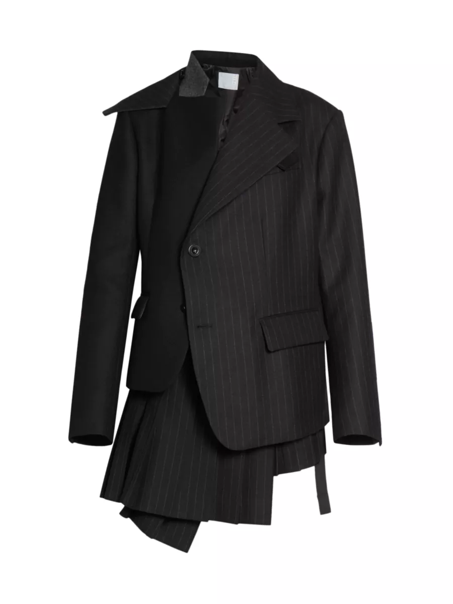 Shop Sacai Chalk Stripe & Wool Melton Jacket | Saks Fifth Avenue Shop Sacai Chalk Stripe & Wool Melton Jacket | Saks Fifth Avenue