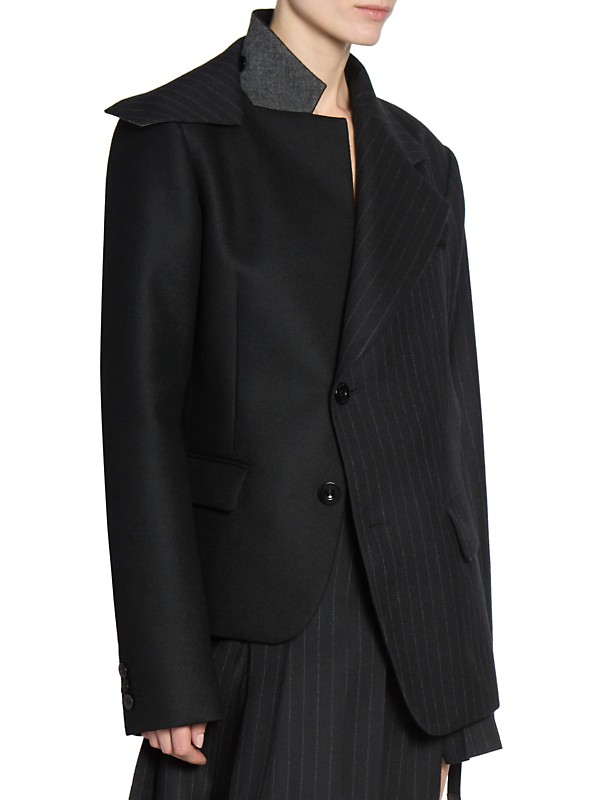 Shop Sacai Chalk Stripe & Wool Melton Jacket | Saks Fifth Avenue Shop Sacai Chalk Stripe & Wool Melton Jacket | Saks Fifth Avenue