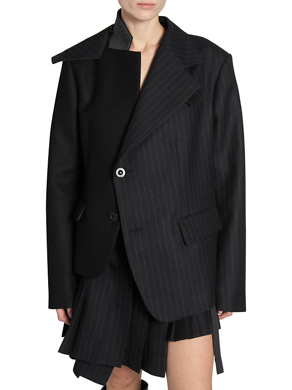 Shop Sacai Chalk Stripe & Wool Melton Jacket | Saks Fifth Avenue Shop Sacai Chalk Stripe & Wool Melton Jacket | Saks Fifth Avenue