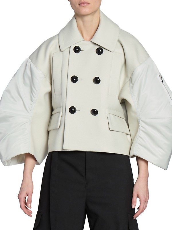 Shop Sacai Wool Melton & Nylon Twill Jacket | Saks Fifth Avenue Shop Sacai Wool Melton & Nylon Twill Jacket | Saks Fifth Avenue