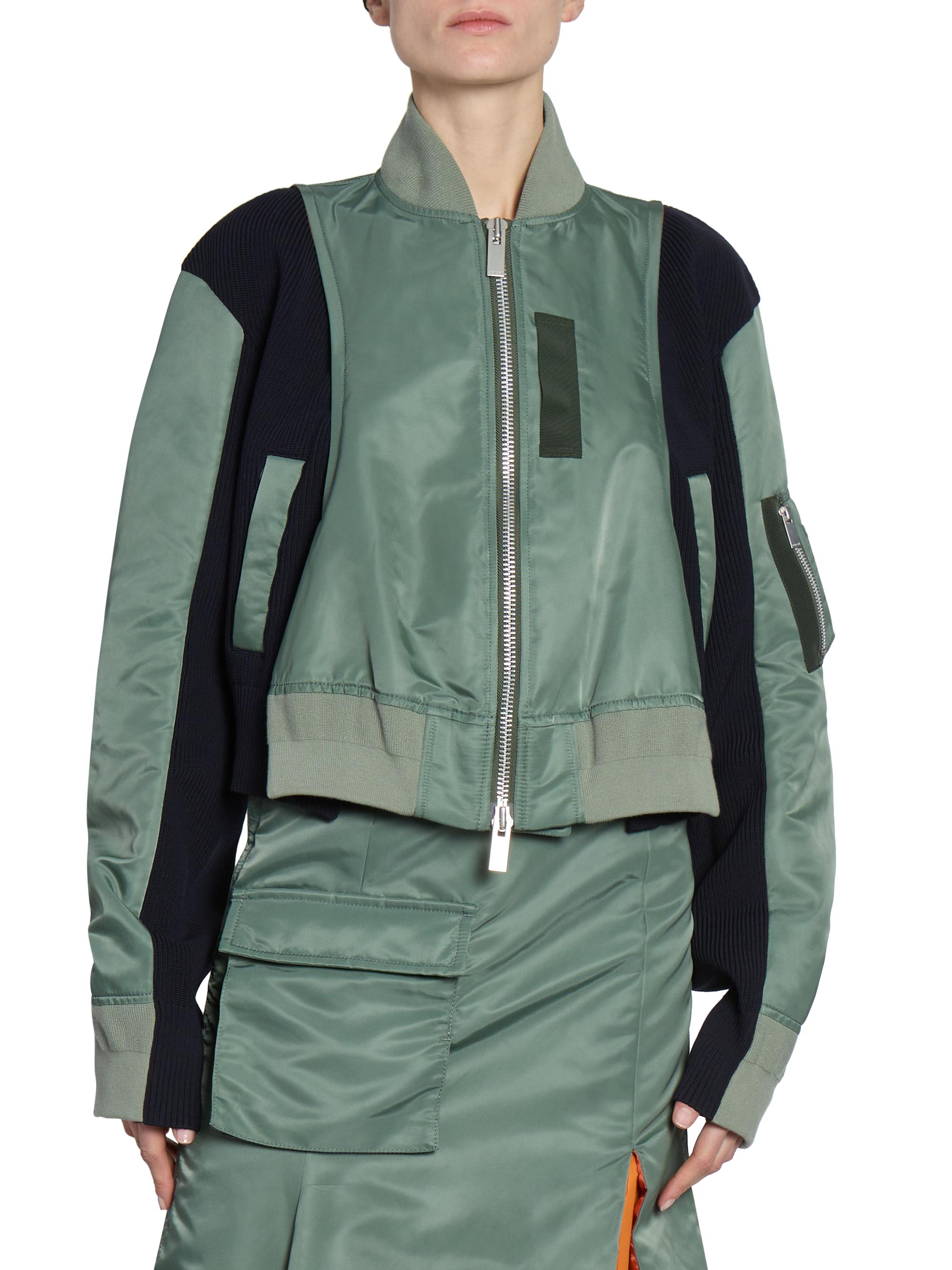 Sacai Nylon Twill & Knit Bomber Jacket | Saks Fifth Avenue