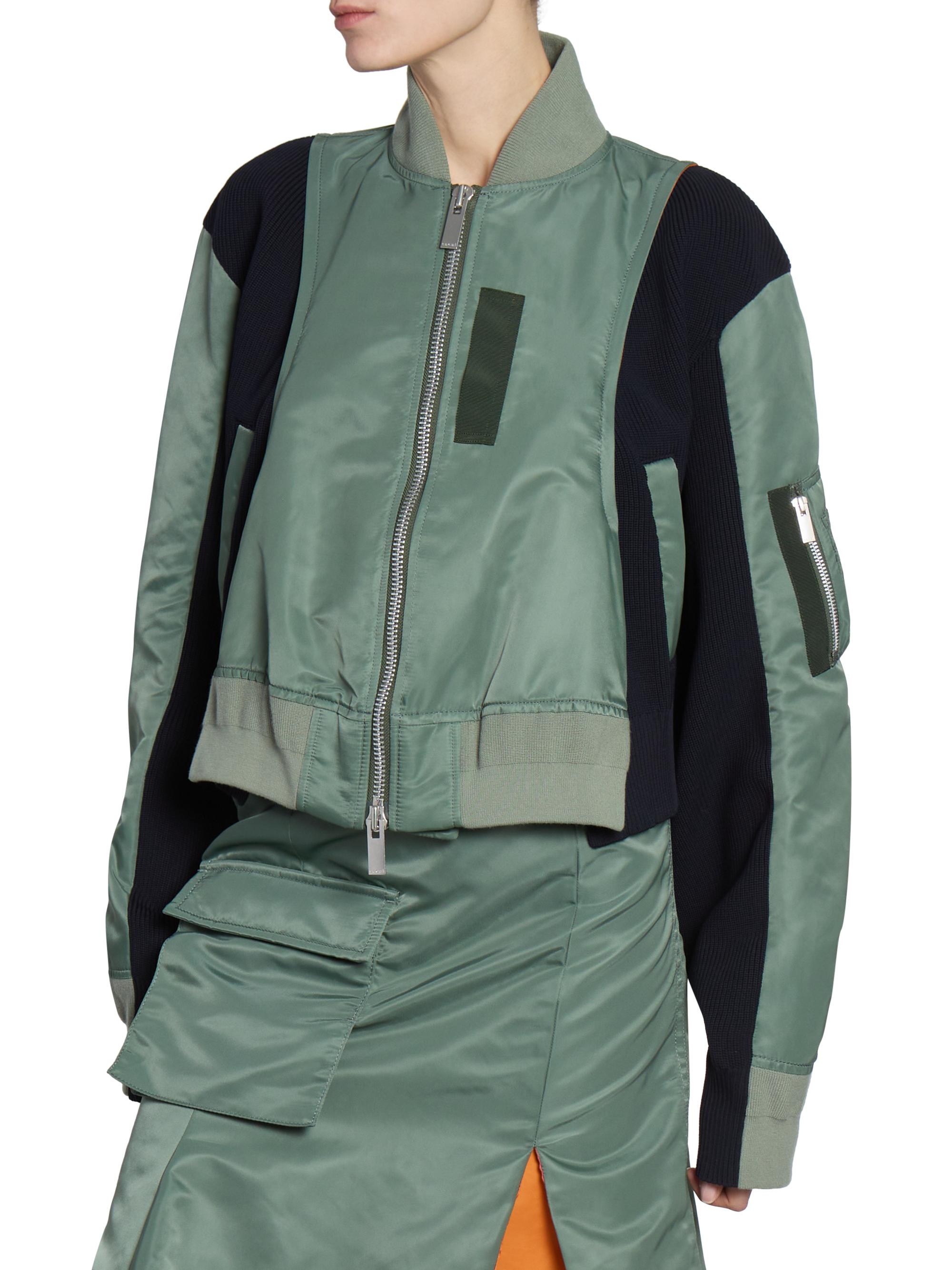 ジャケット・アウター Sacai 22aw knit bomber jacket sacai Black & Khaki Mix Knit Bomber Jacket Sacai