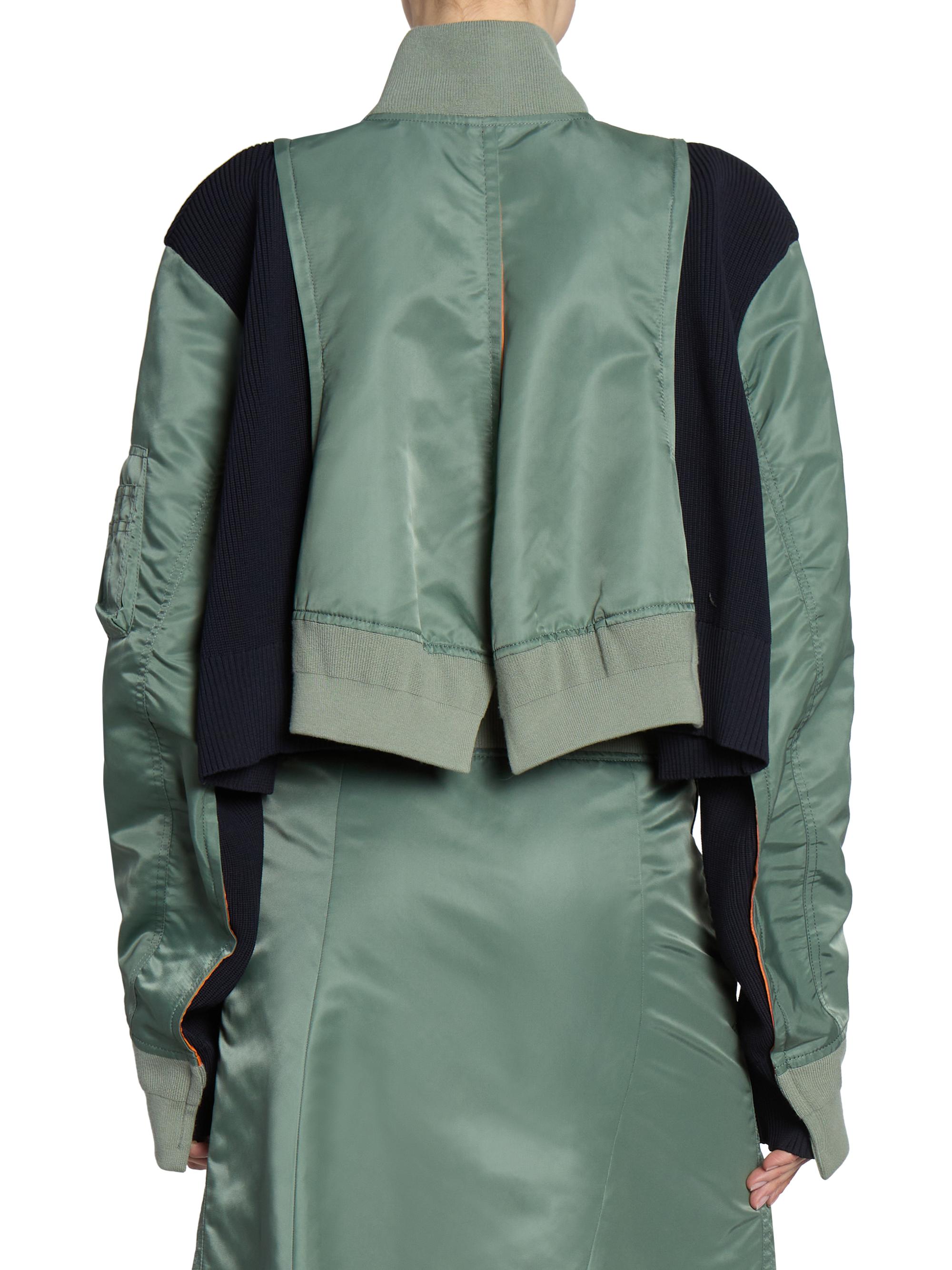 Sacai Nylon Twill & Knit Bomber Jacket | Saks Fifth Avenue