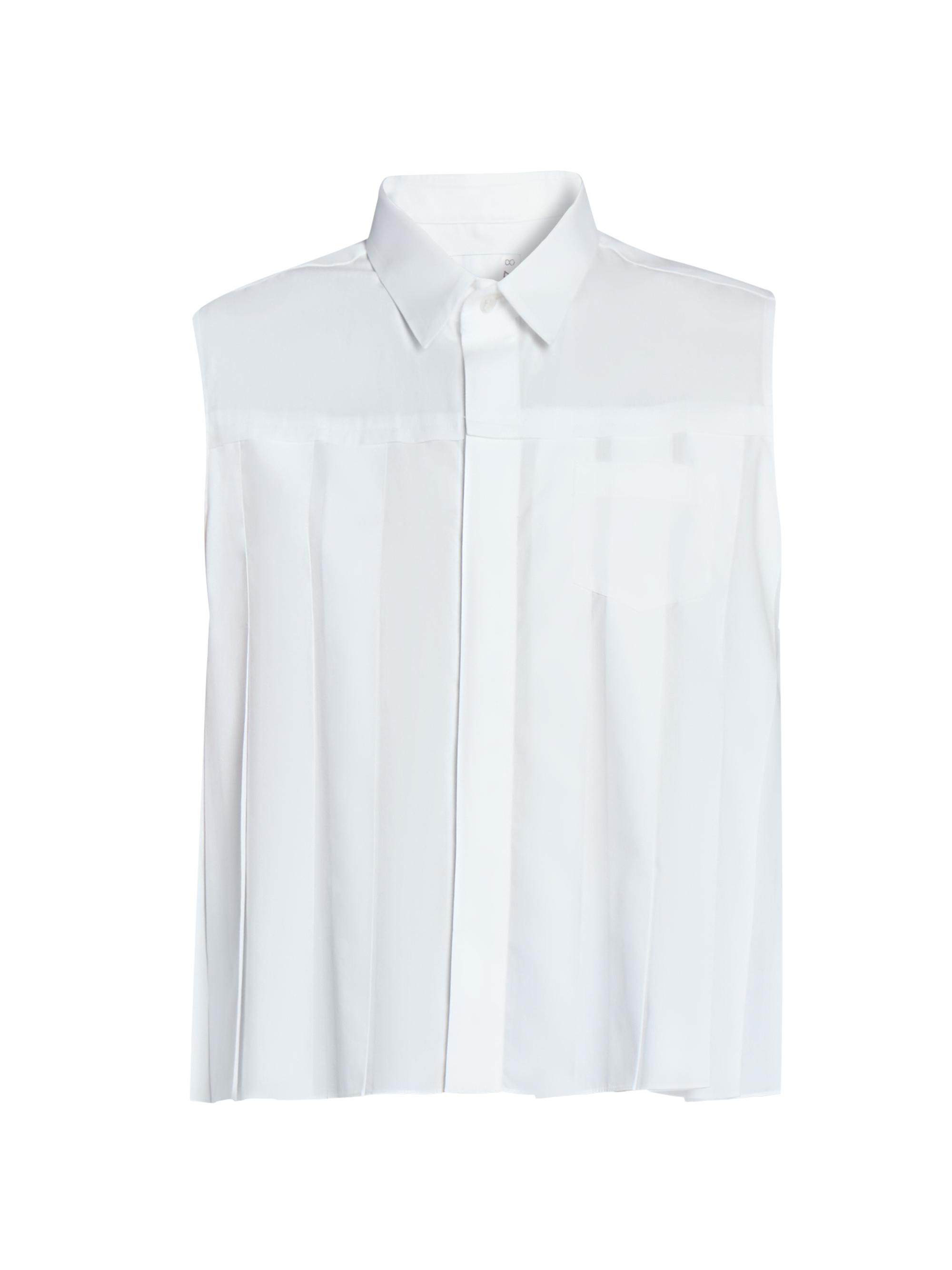 Sacai Women's Pleated Cotton Poplin Sleeveless Shirt - Off White