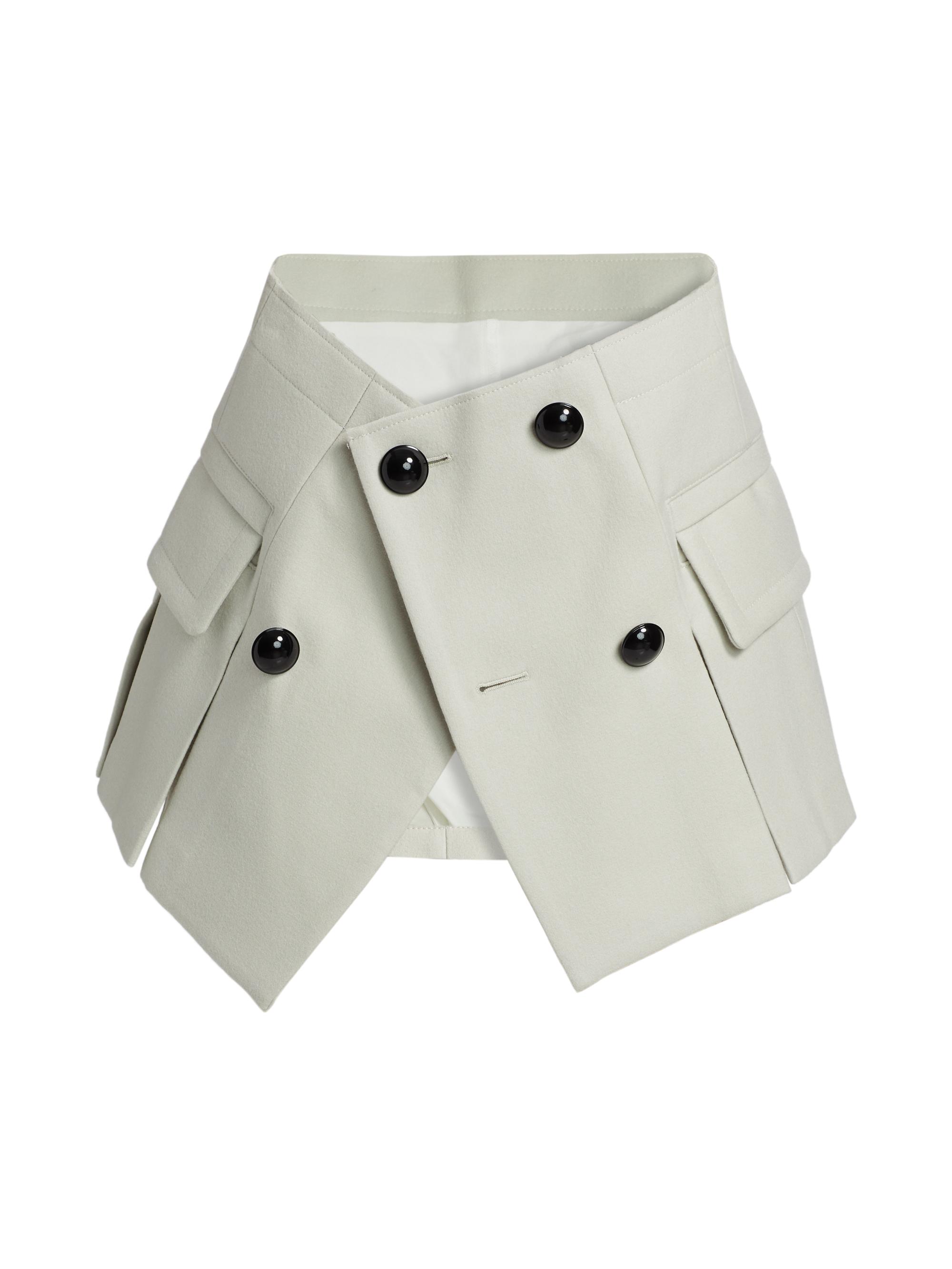 Sacai Women's Wool Melton Mini Skort - Ecru