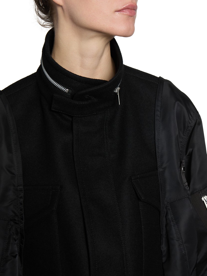 Shop Sacai Wool Melton & Nylon Twill Jacket | Saks Fifth Avenue Shop Sacai Wool Melton & Nylon Twill Jacket | Saks Fifth Avenue