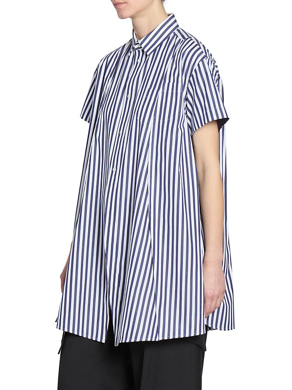 Shop Sacai Striped Cotton Poplin Shirt | Saks Fifth Avenue Shop Sacai Striped Cotton Poplin Shirt | Saks Fifth Avenue