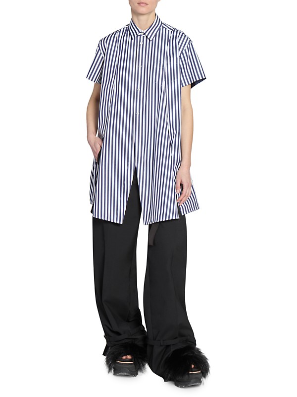 Shop Sacai Striped Cotton Poplin Shirt | Saks Fifth Avenue Shop Sacai Striped Cotton Poplin Shirt | Saks Fifth Avenue