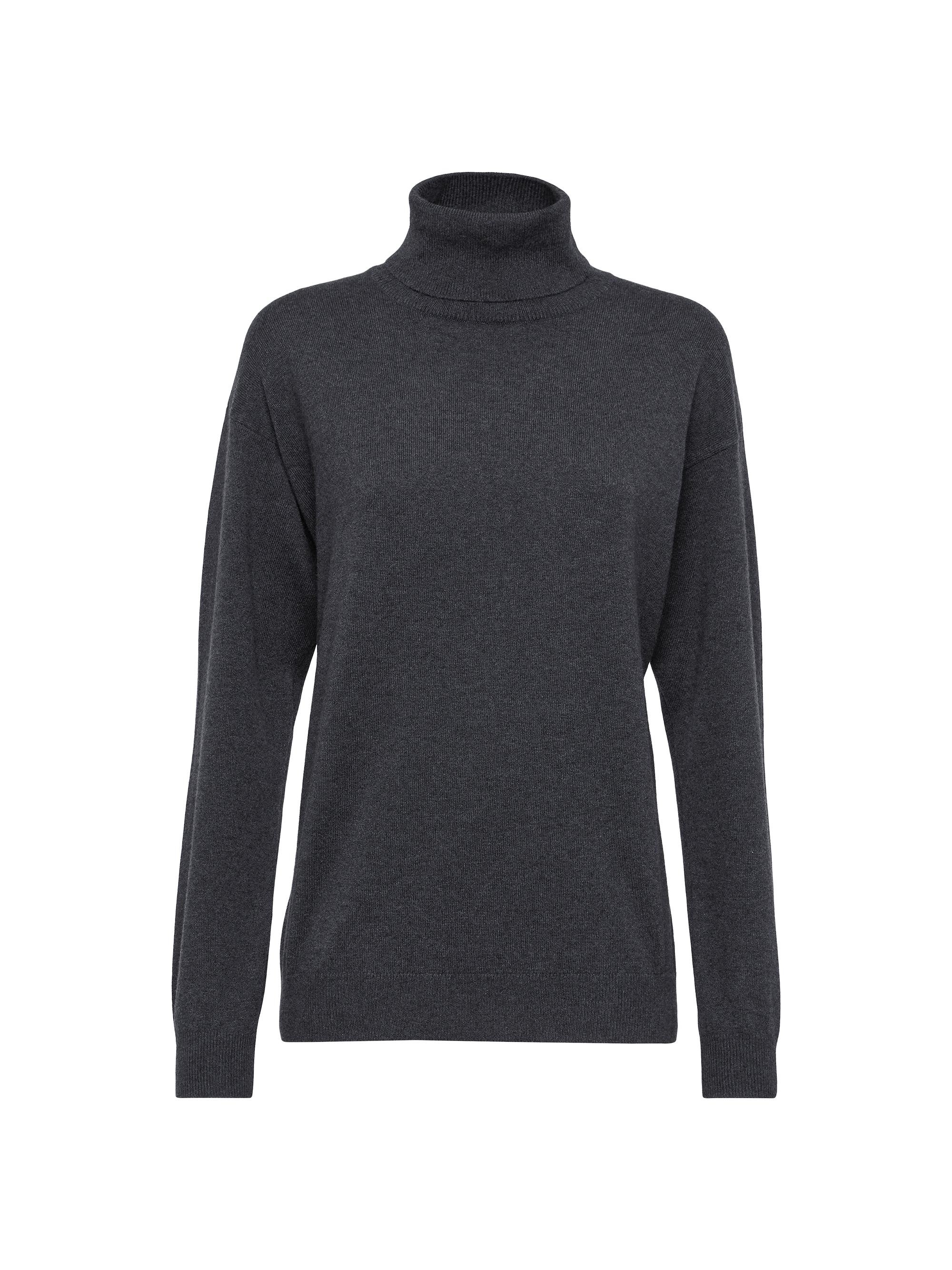 Brunello Cucinelli Women's Cashmere Turtleneck Sweater with Monili - Anthracite
