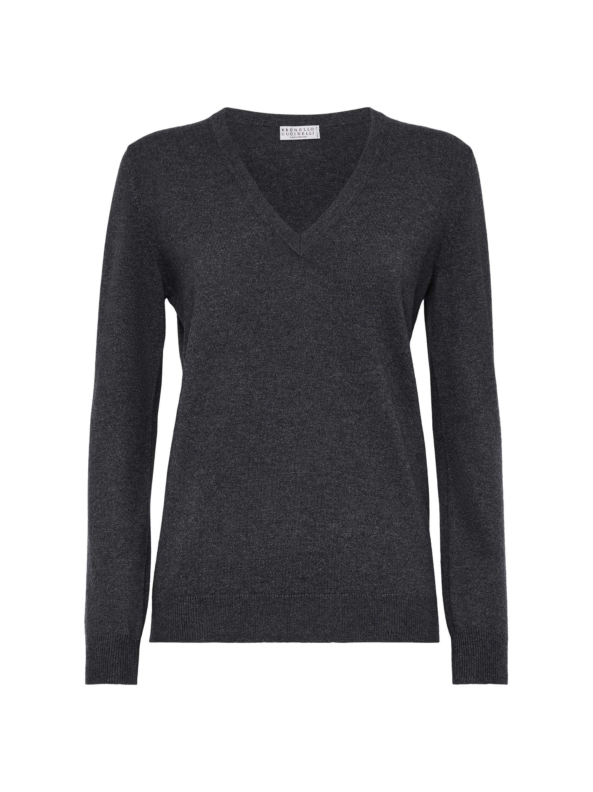 Brunello Cucinelli Women's Cashmere Sweater with Monili - Anthracite
