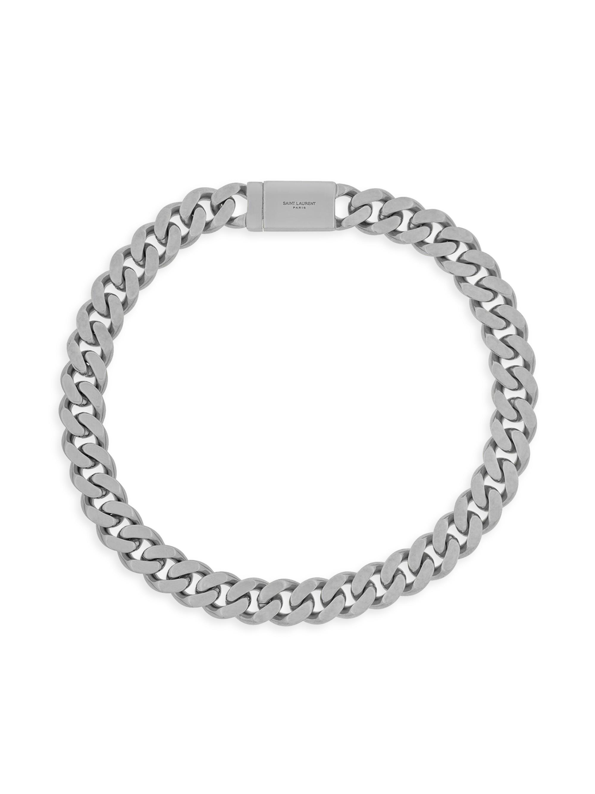 Saint Laurent Women's Metal Curb Chain Necklace - Oxidized Silver