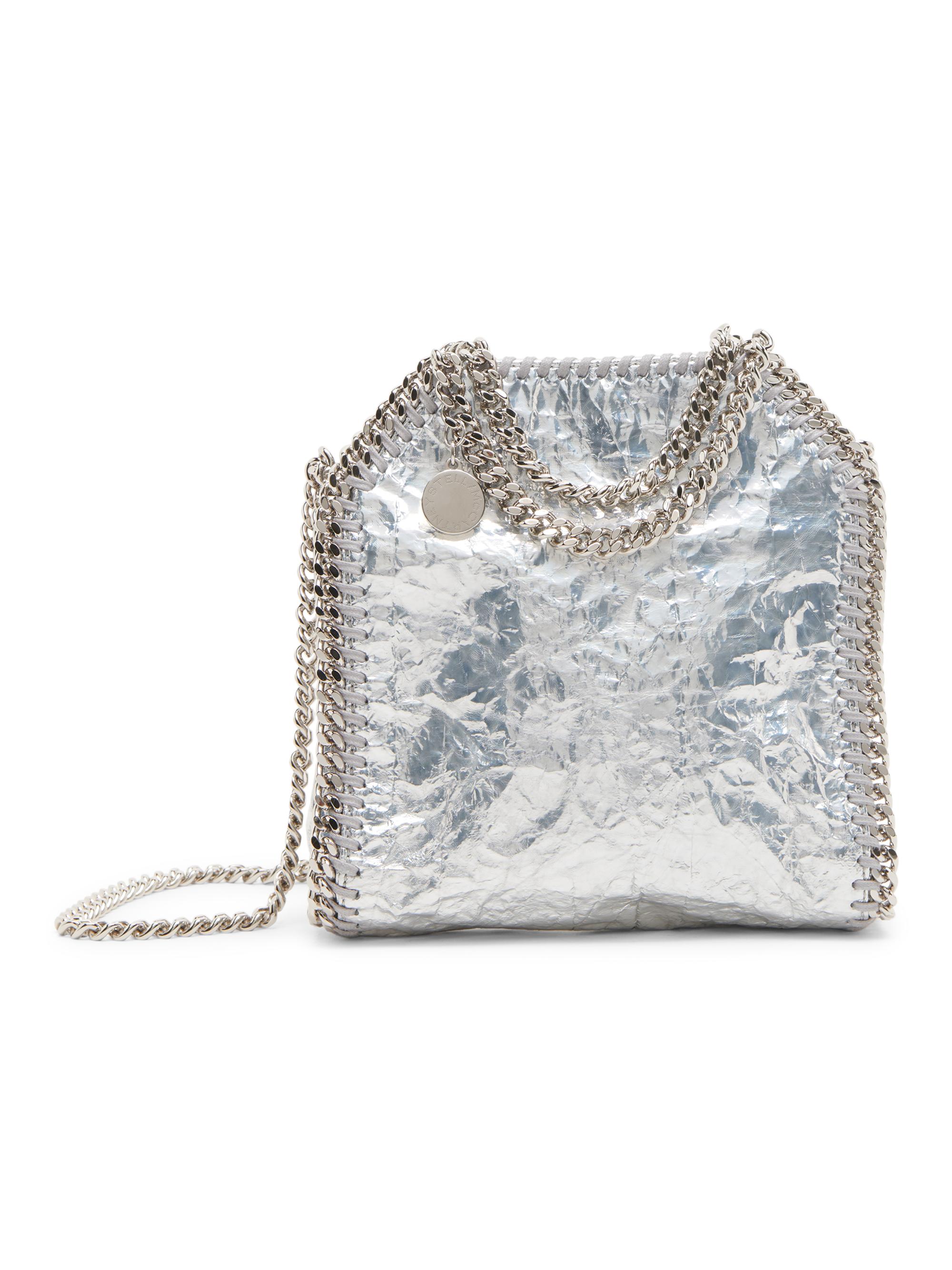 Stella McCartney Women's Falabella Crackled Metallic Tiny Tote Bag - Silver