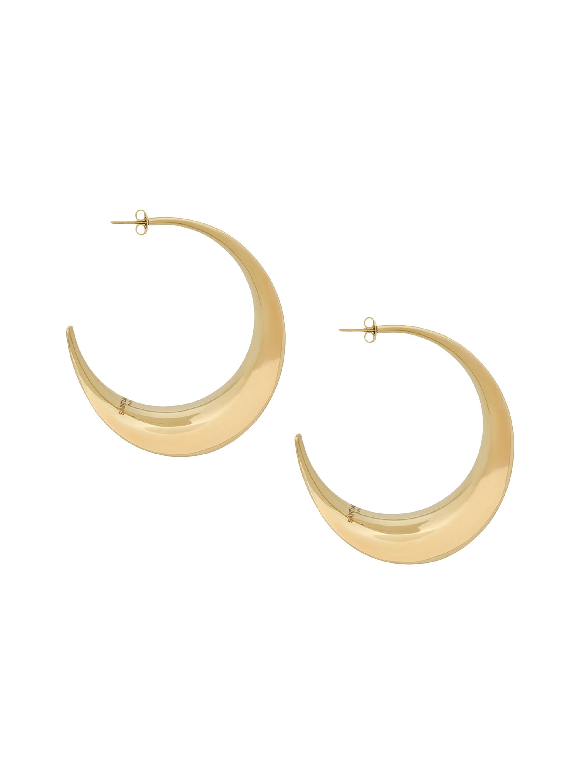 Saint Laurent Women's Hoop Earrings in Metal - Pale Gold