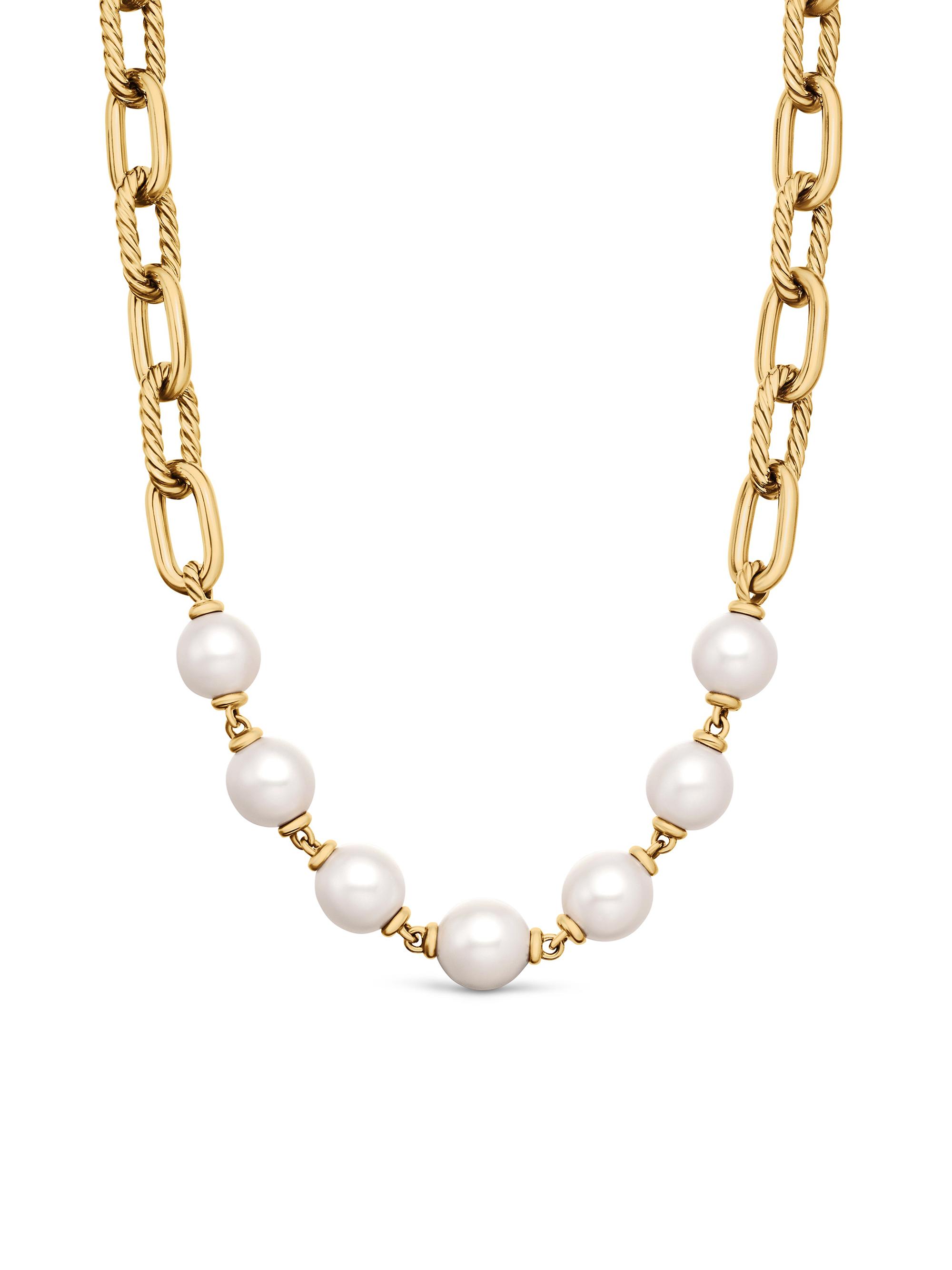 David Yurman Women's DY Madison K Yellow Gold & 12-13mm Pearl Necklace - South Sea White Pearl