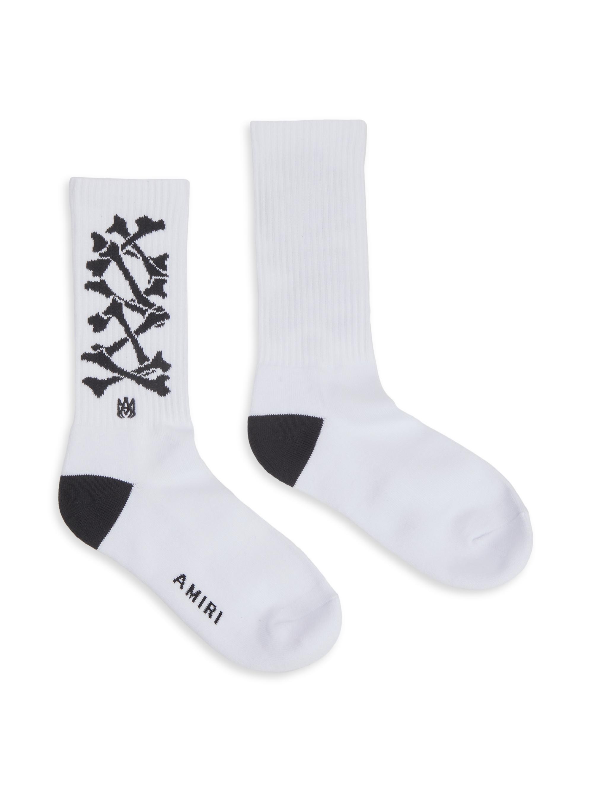 Amiri Men's Bones Stacked Cotton-Blend Socks - White Black