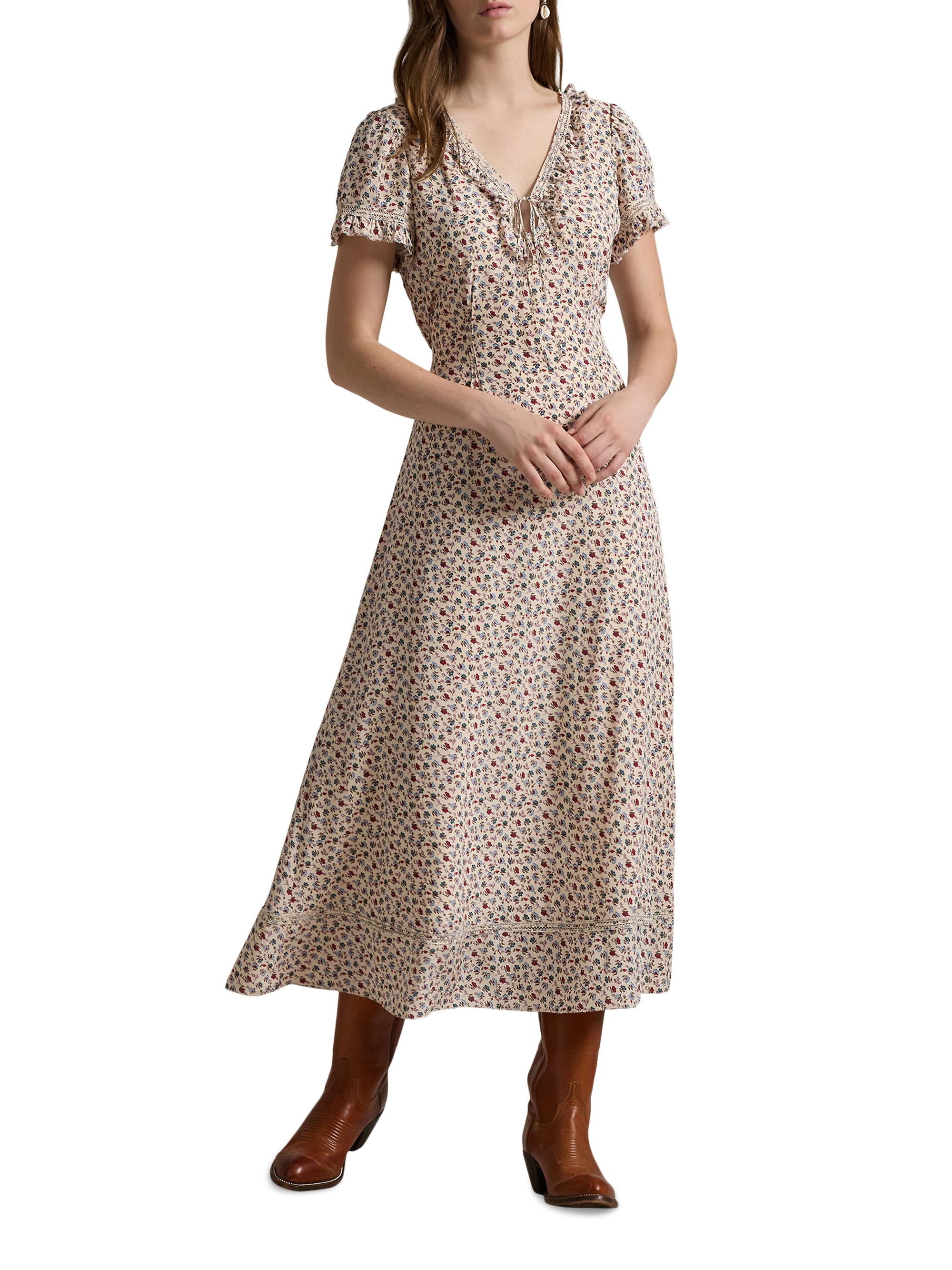 Polo Ralph Lauren Floral Ruffle-Trim Midi-Dress | Saks Fifth Avenue