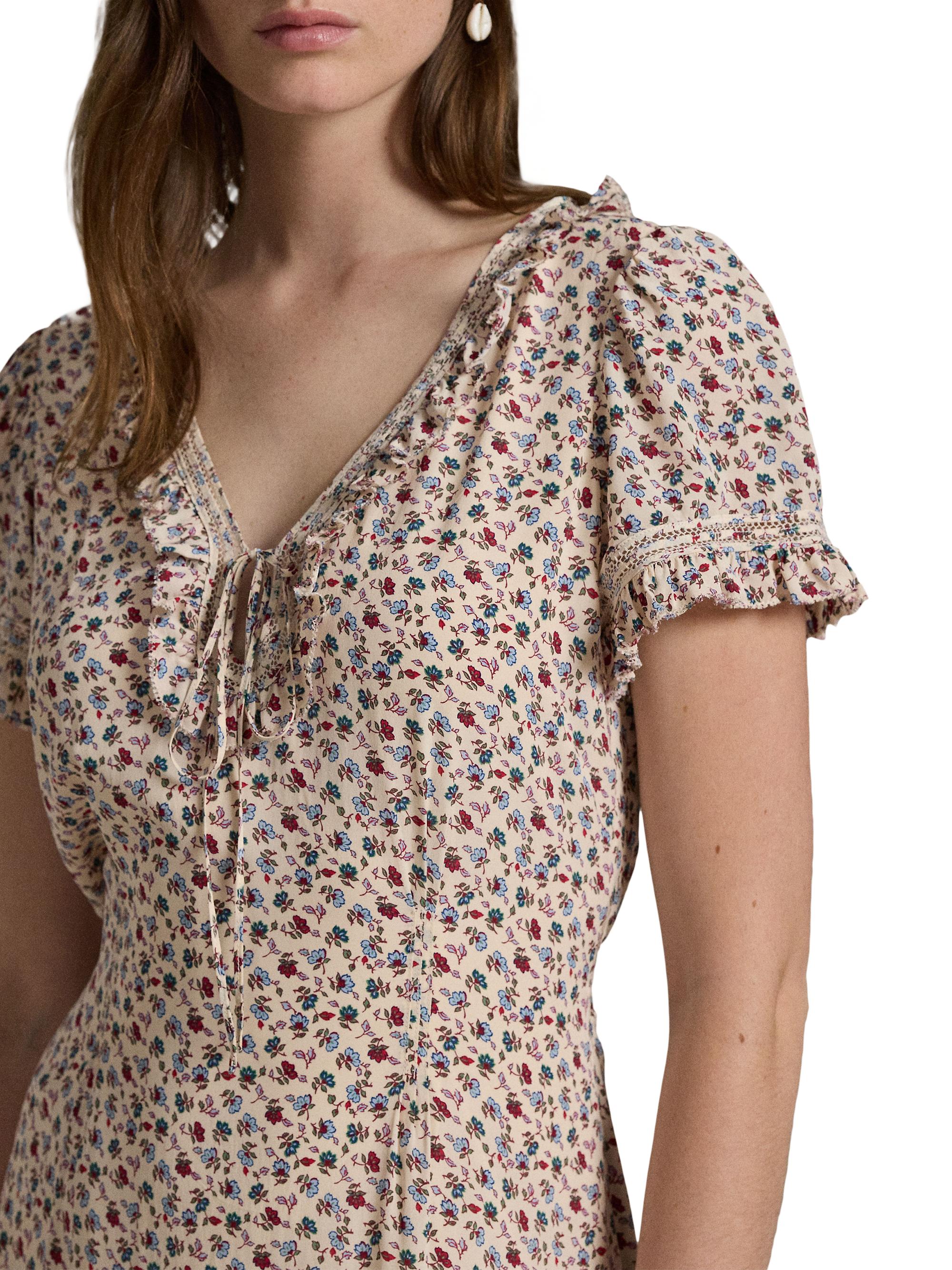 Polo Ralph Lauren Floral Ruffle-Trim Midi-Dress | Saks Fifth