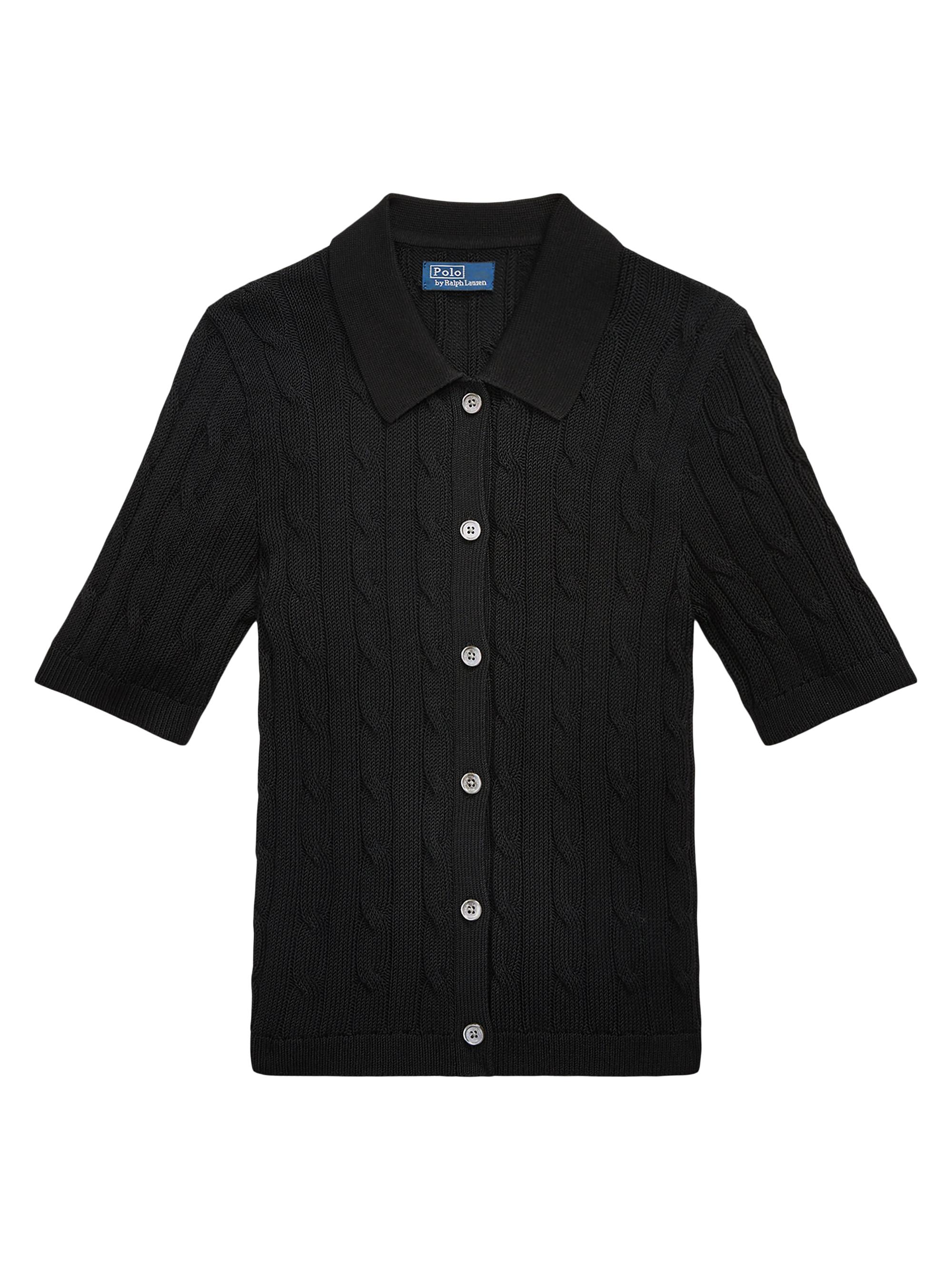 Polo Ralph Lauren Women's Cable-Knit Polo Cardigan - Polo Black