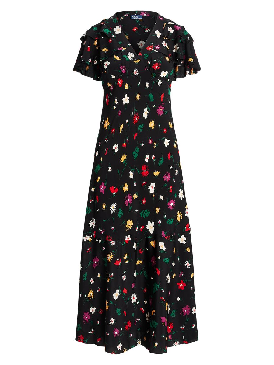 Polo Ralph Lauren Floral Silk Crêpe Midi-Dress | Saks Fifth