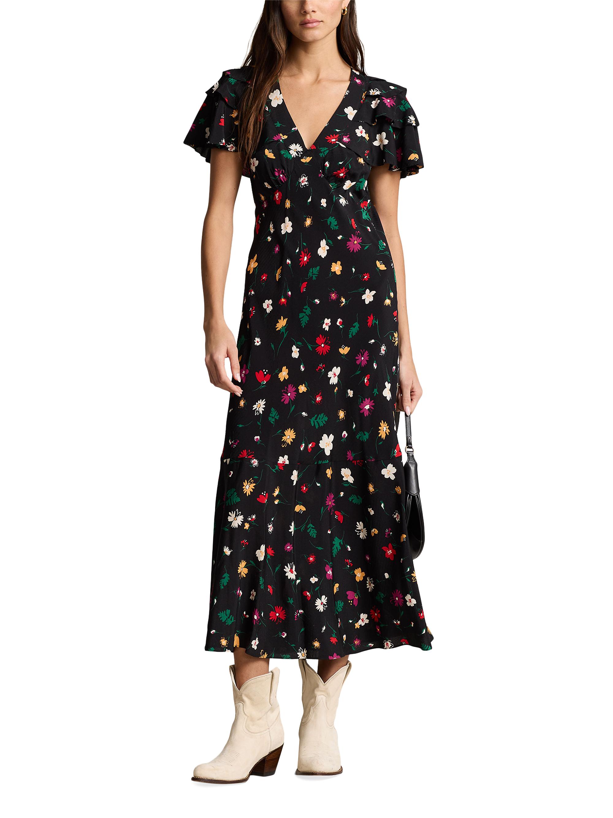 Polo Ralph Lauren Floral Silk Crêpe Midi-Dress | Saks Fifth Avenue