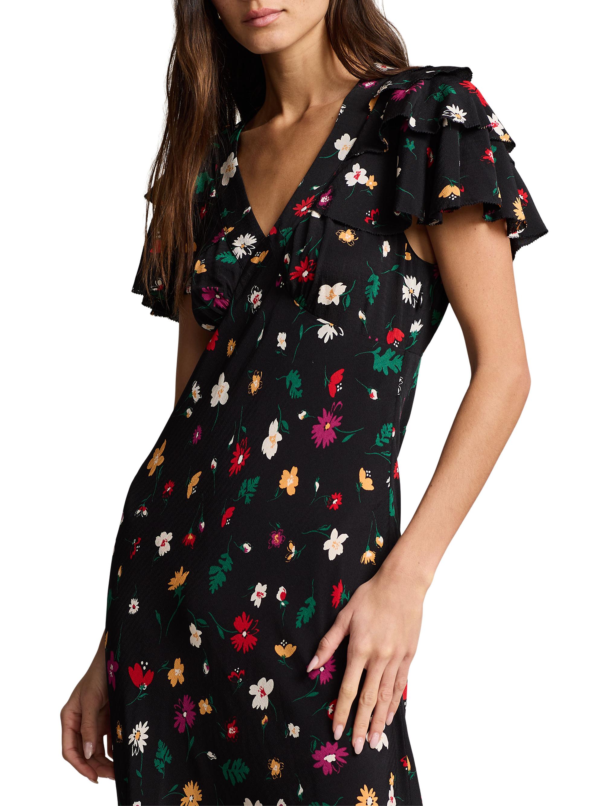 Polo Ralph Lauren Floral Silk Crêpe Midi-Dress