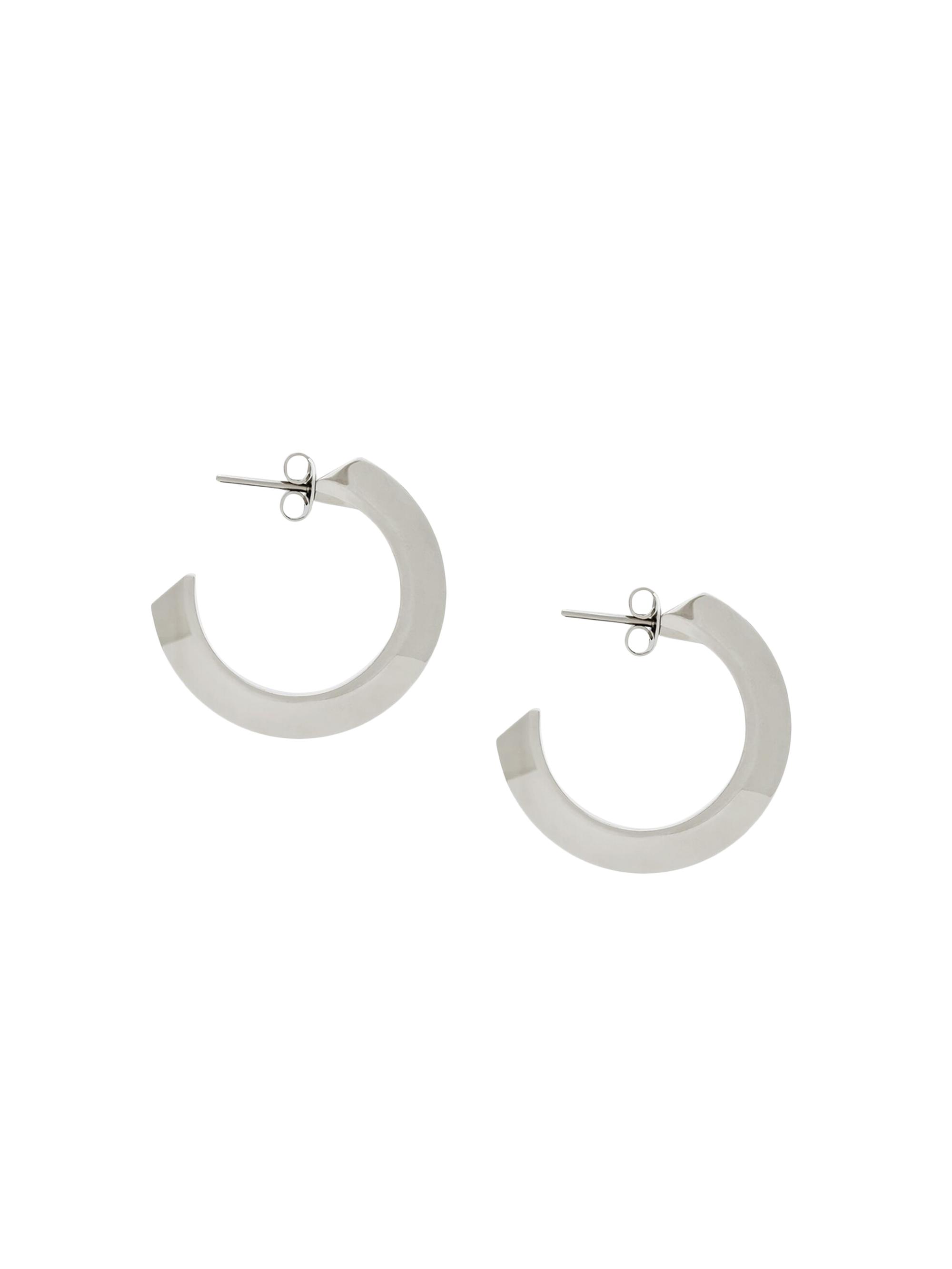 Saint Laurent Women's Thick Hoop Earrings in Metal - Palladium