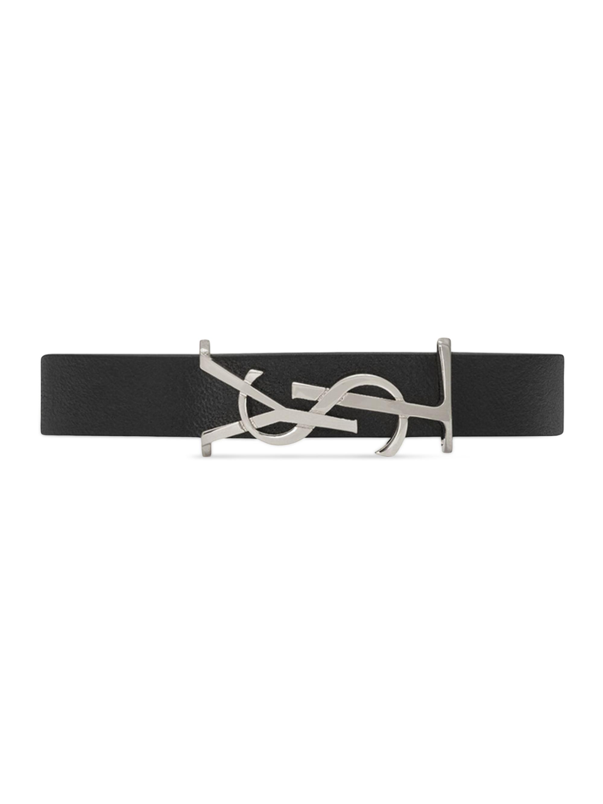 Saint Laurent Women's Cassandre Bracelet in Leather - Black