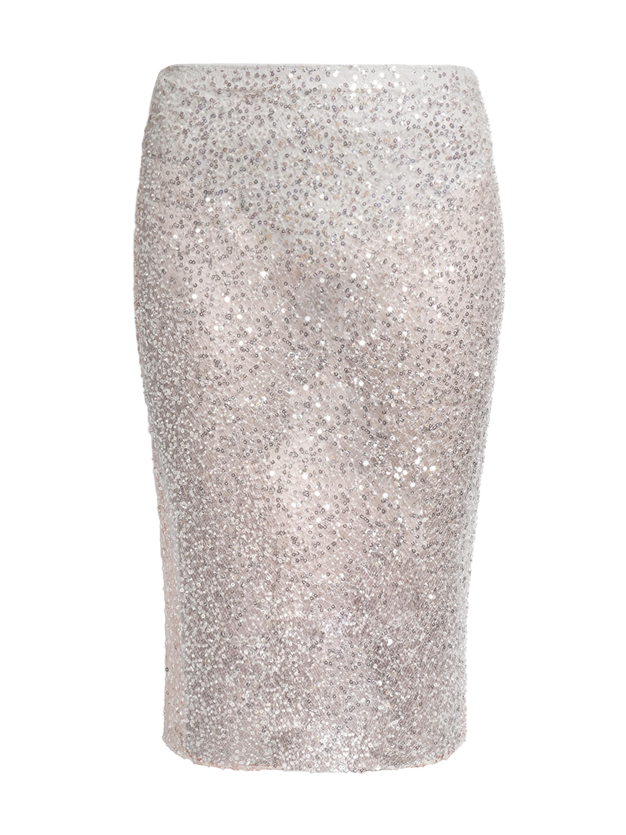 Casablanca Women's Sheer Sequin Midi-Skirt - Silver