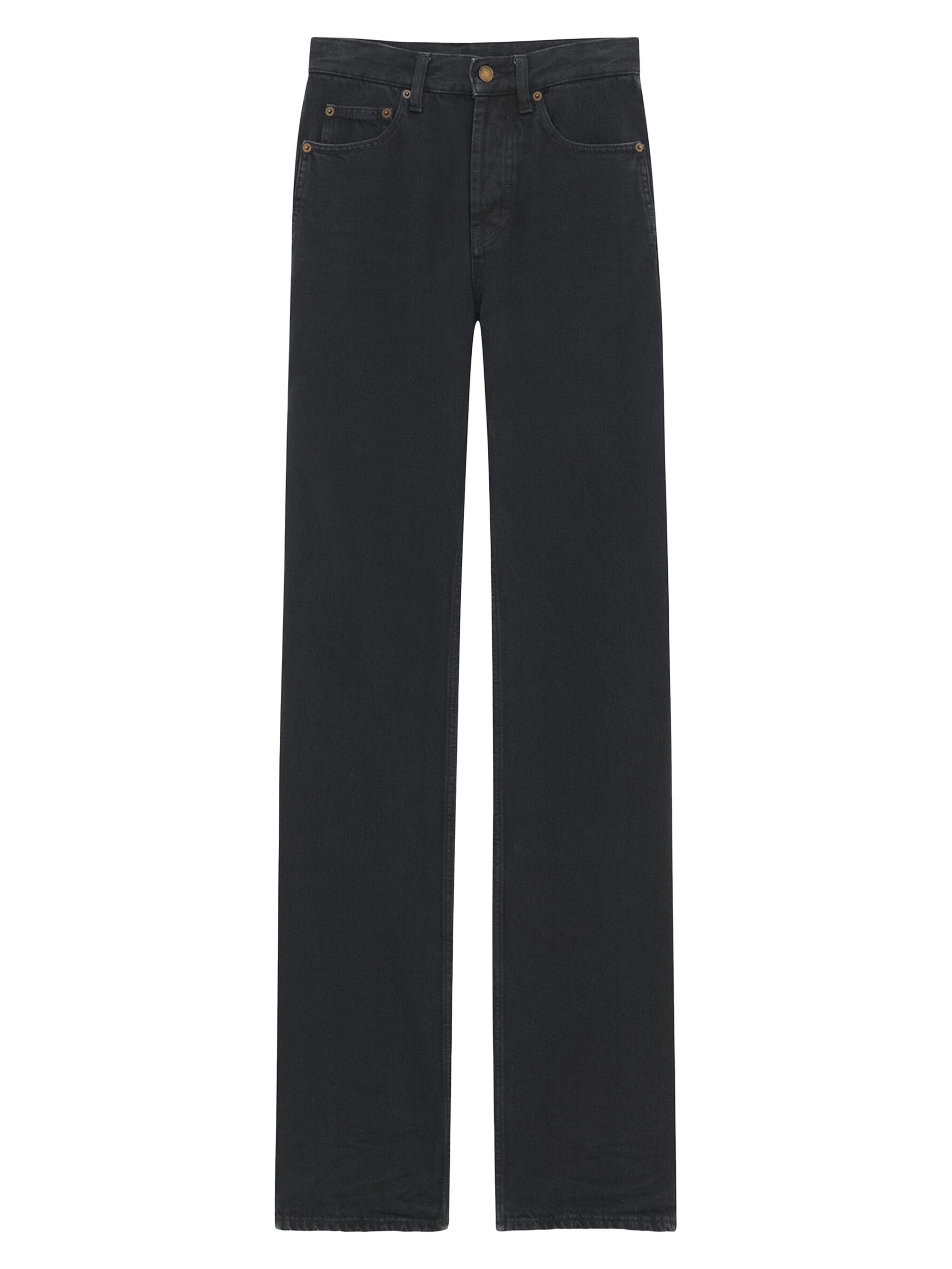 Saint Laurent Women's Long Straight Jeans in Denim - Neo Carbon Black