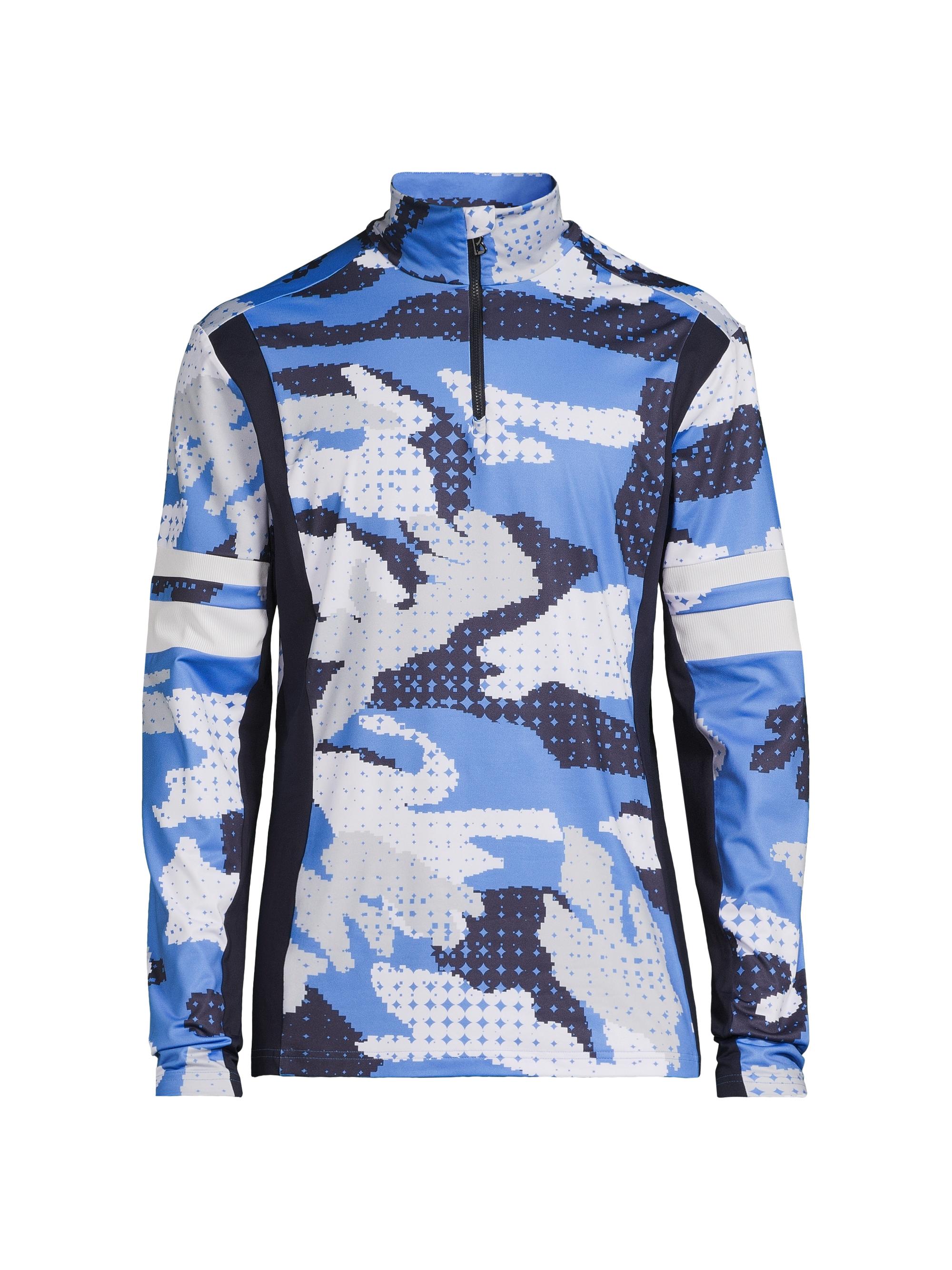 Bogner Men's Nerus Camouflage Quarter-Zip Sweatshirt - Digital Camo Blue
