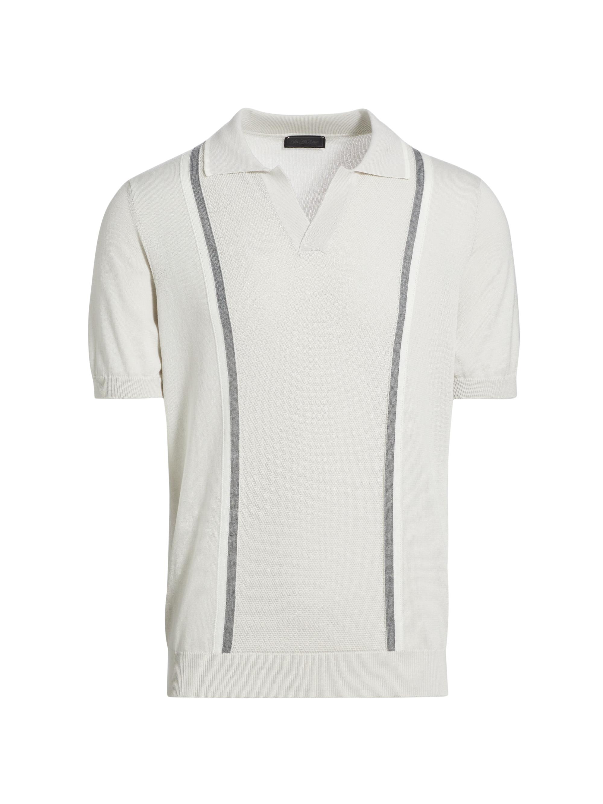 Saks Fifth Avenue Men's COLLECTION Retro Striped Polo Shirt - White
