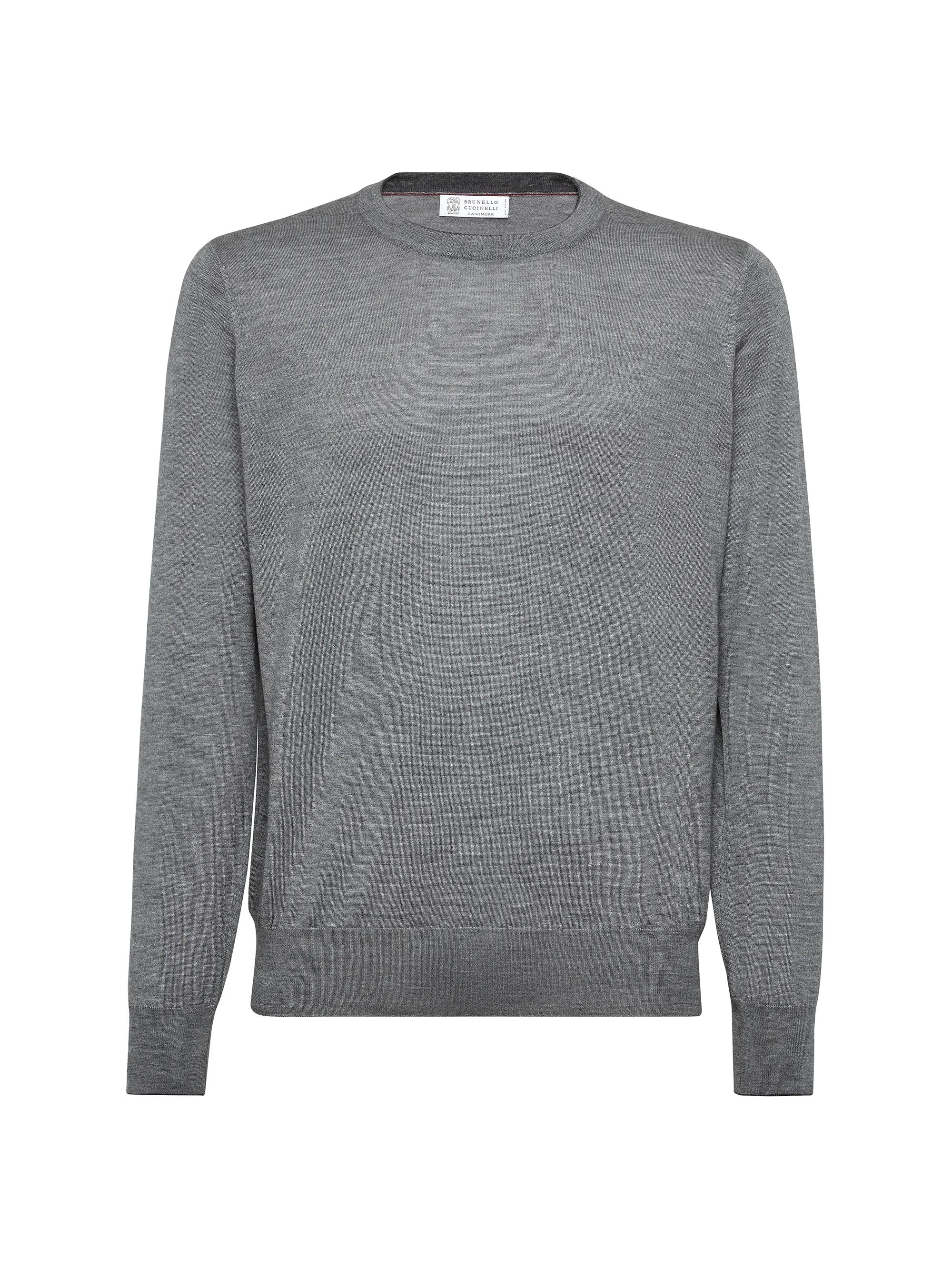 Brunello Cucinelli Men's Lightweight Cashmere and Silk Crew Neck Sweater - Navy Blue