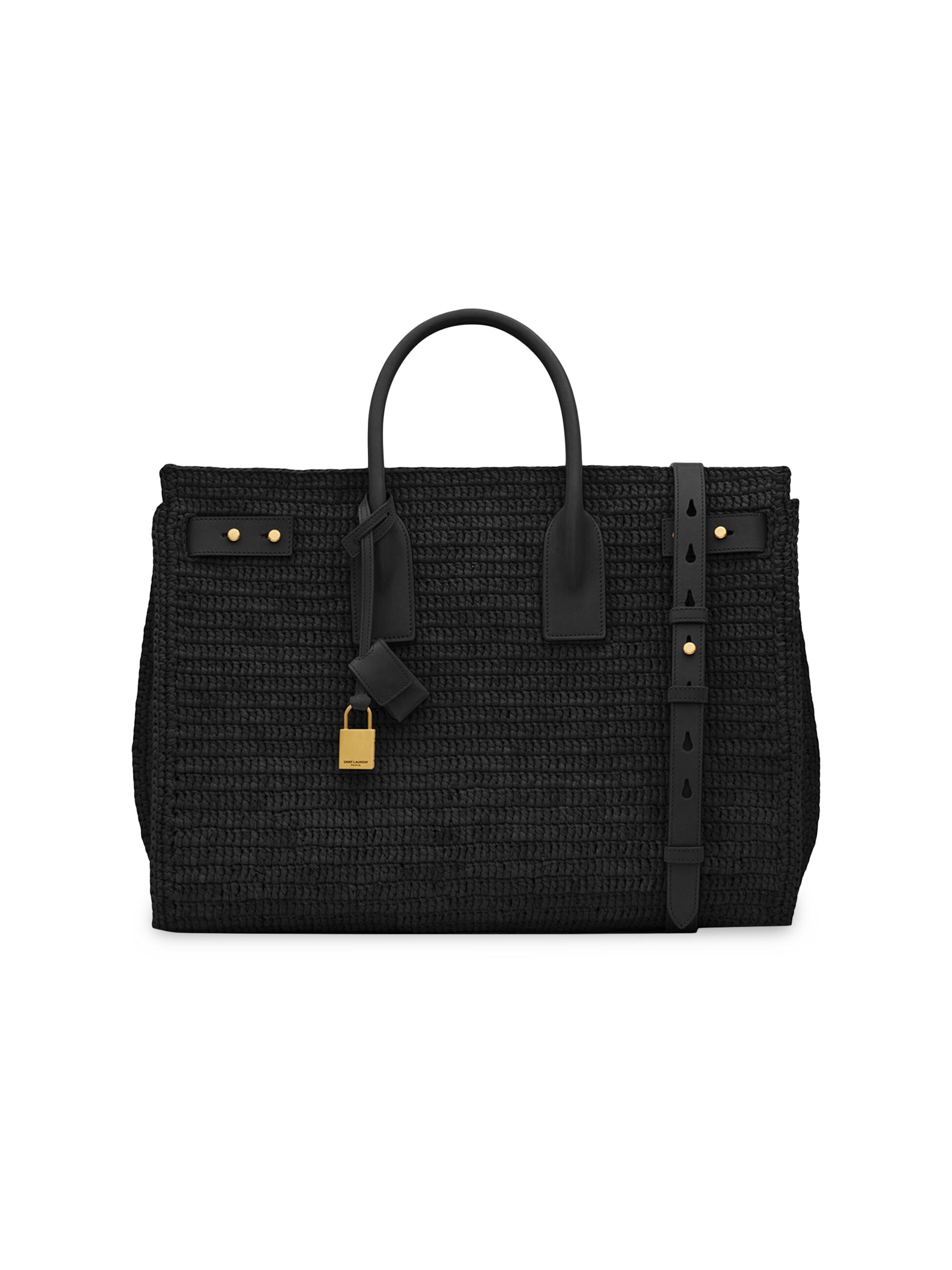 Saint Laurent Women's Sac De Jour  Supple Tote Bag in Raffia - Black