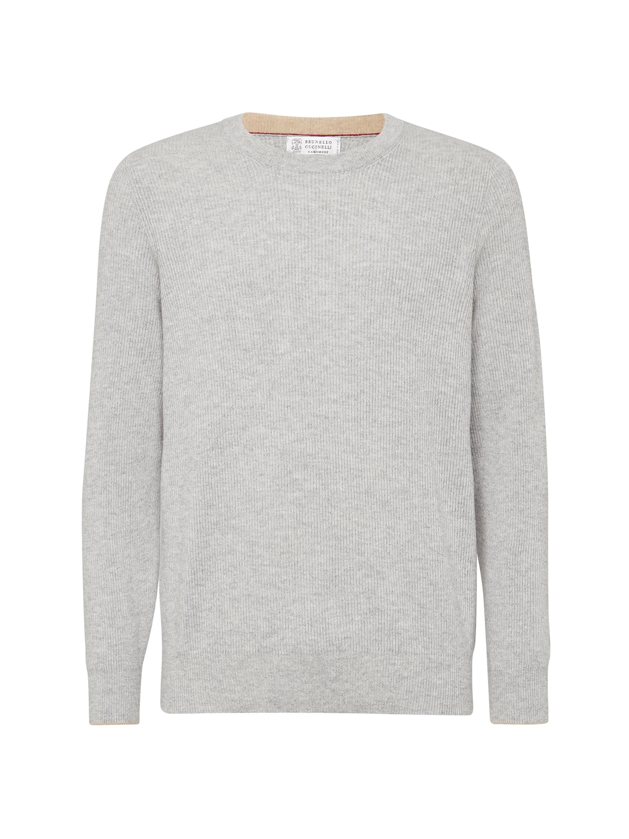 Brunello Cucinelli Men's Cashmere English Rib Sweater - Pebble