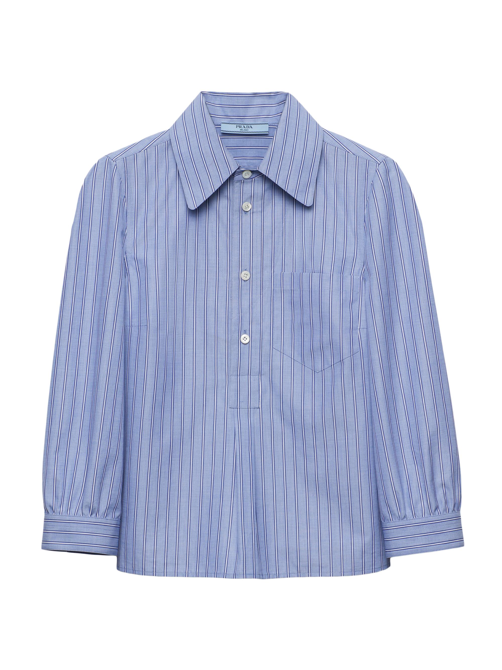 Prada Women's Striped Poplin Blouse - Blue