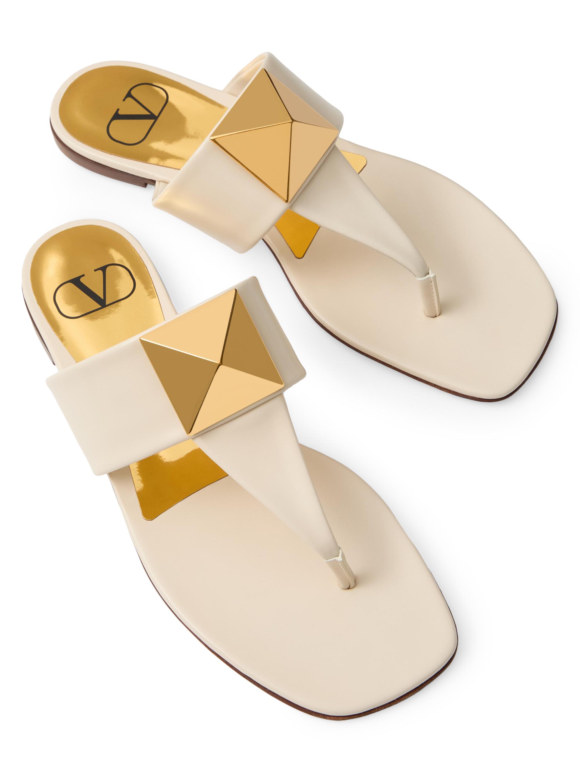 Valentino Garavani One Stud Calfskin Flat Thong Sandals | Saks