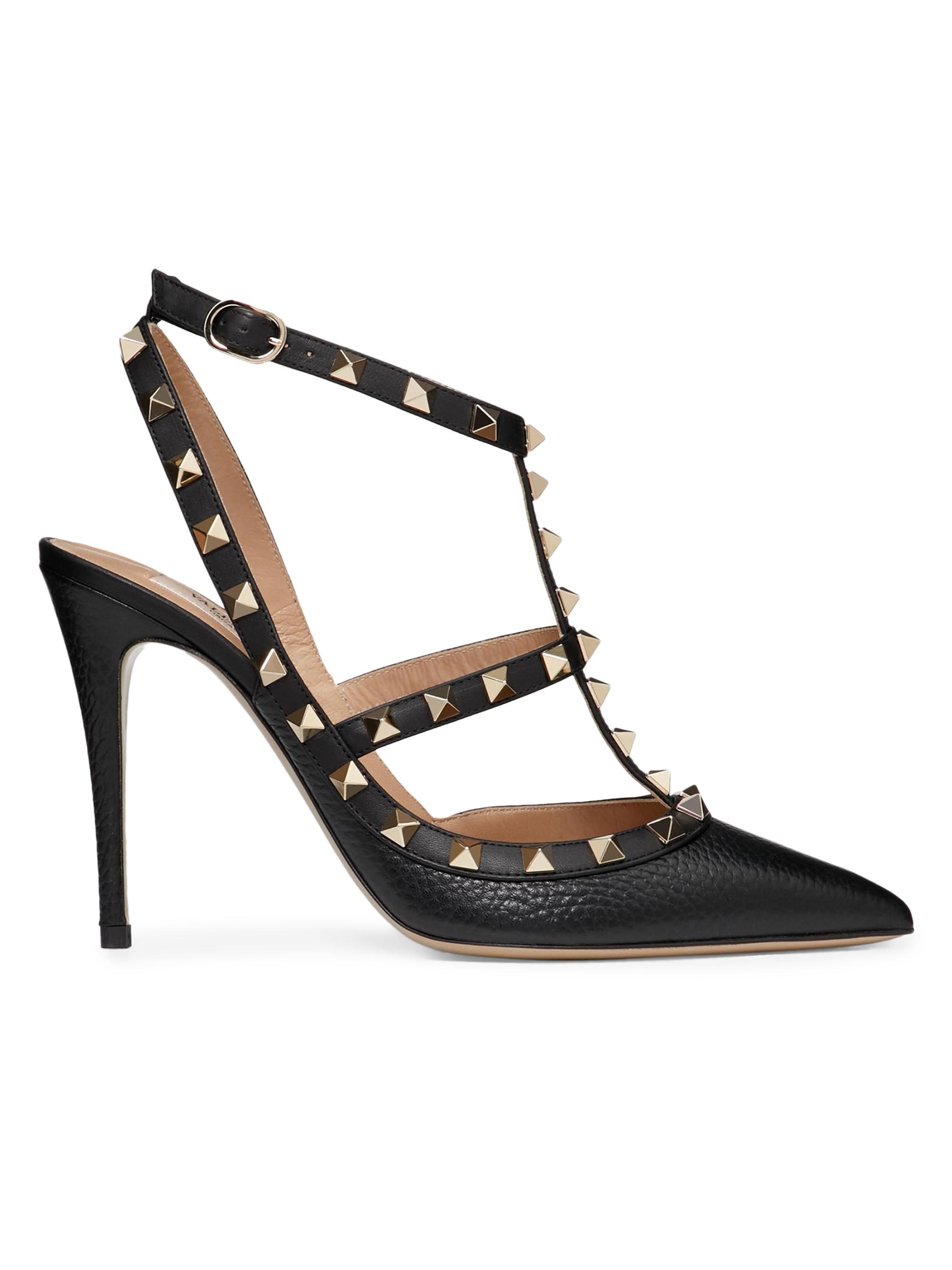 Valentino Garavani Women's Rockstud Ankle Strap Pumps 100 MM - Black