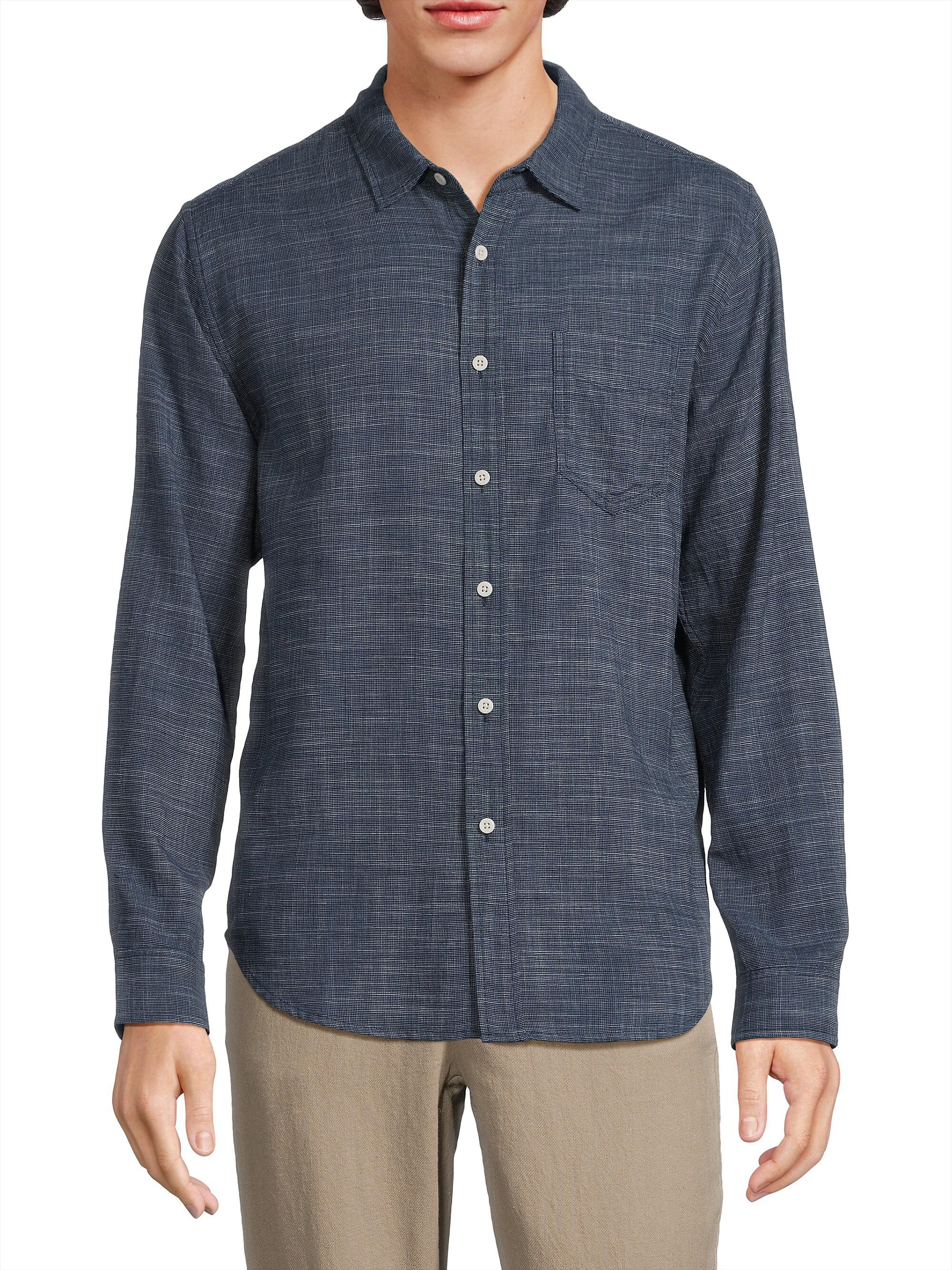 Rails Men's Wyatt Button-Up Shirt - Navy Etch - side view in Navy etch